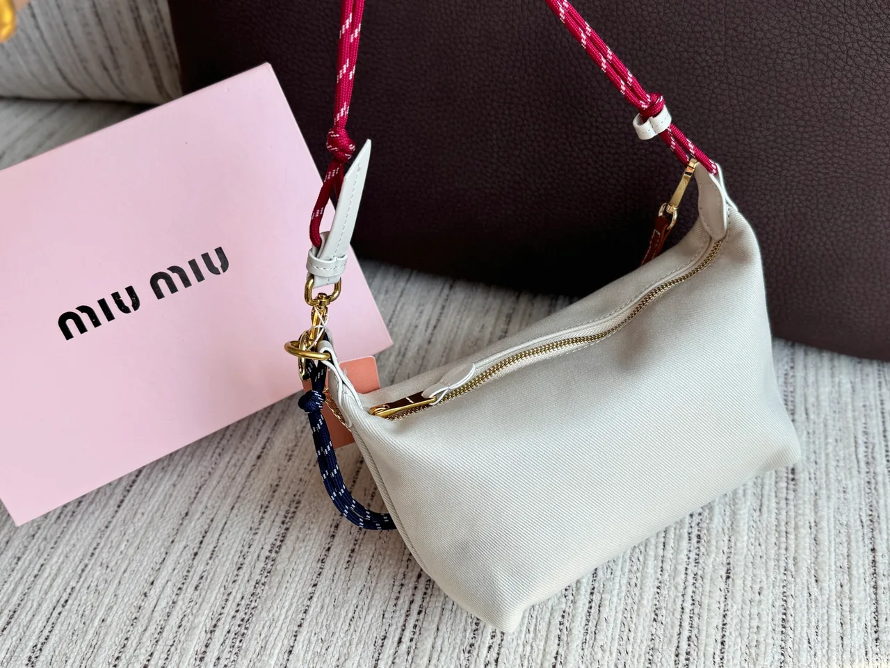 Miu Miu Woven Hobo Bag in White · view 3