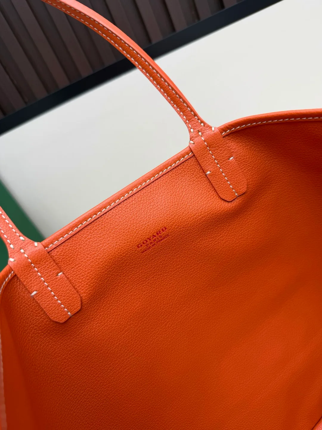 Goyard Canvas Reversible chevron tote with pictured pouch in Orange · view 2