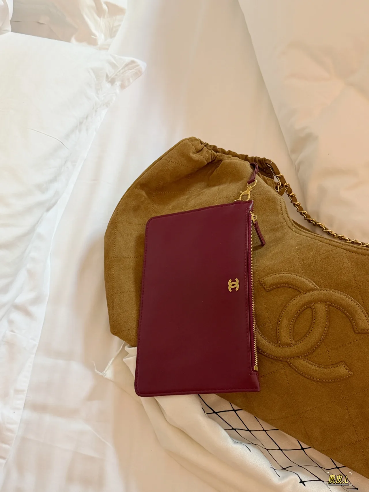 Chanel Quilted Hobo Bag in Tan · view 5