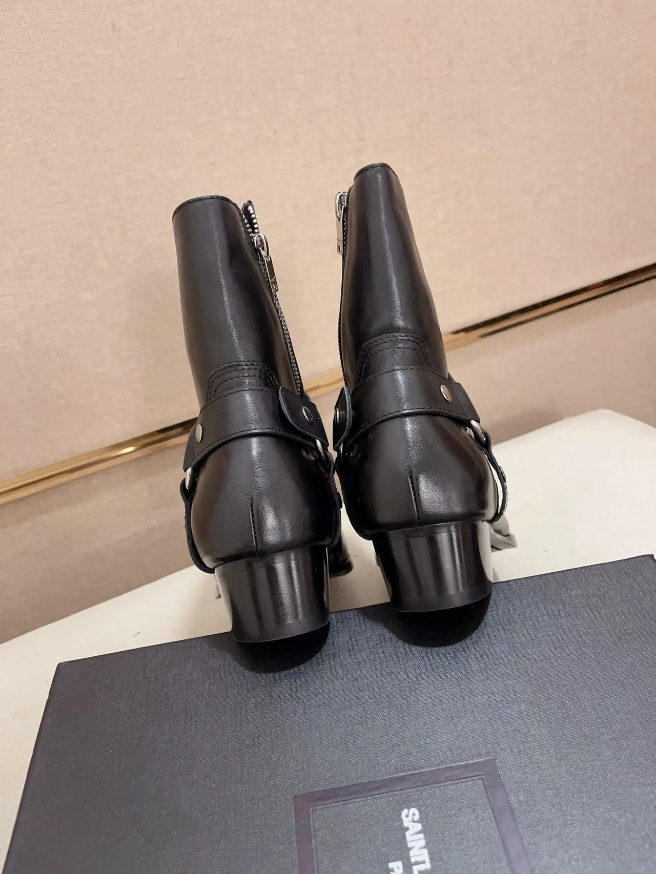 Saint Laurent Cowhide Pointed-Toe Boots in Black · view 8