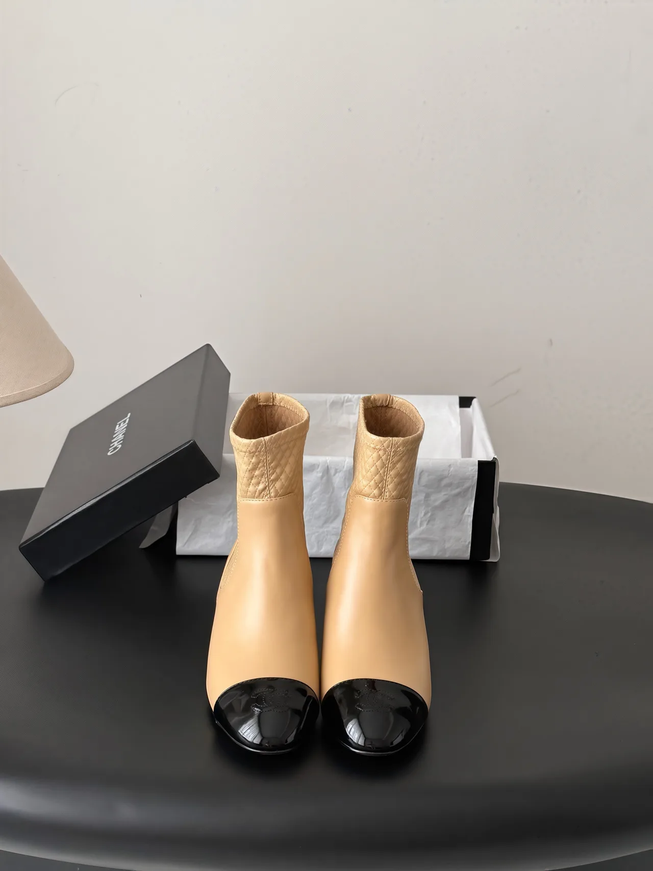 Chanel Cowhide Boots in Beige · view 1