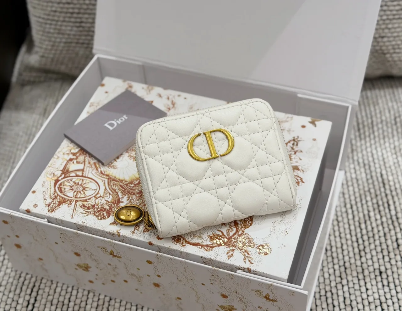 Dior CD zip wallet in White & Pink & Beige & Burgundy & Red & Black & Grey · view 1