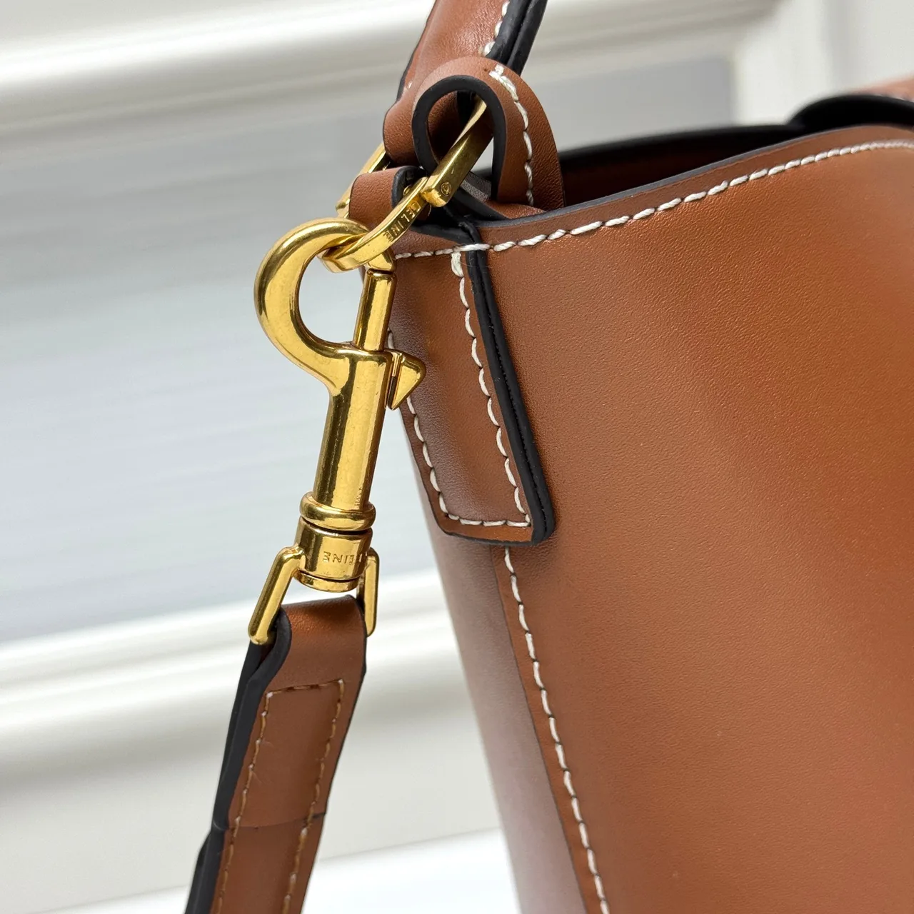 Celine Calfskin Smooth Bucket Bag in Brown · view 6