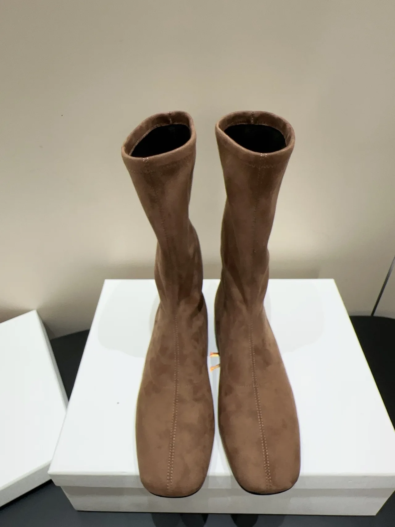 The Row Cowhide Sheepskin Suede-Look Round-Toe Ankle Boots in Brown · view 1