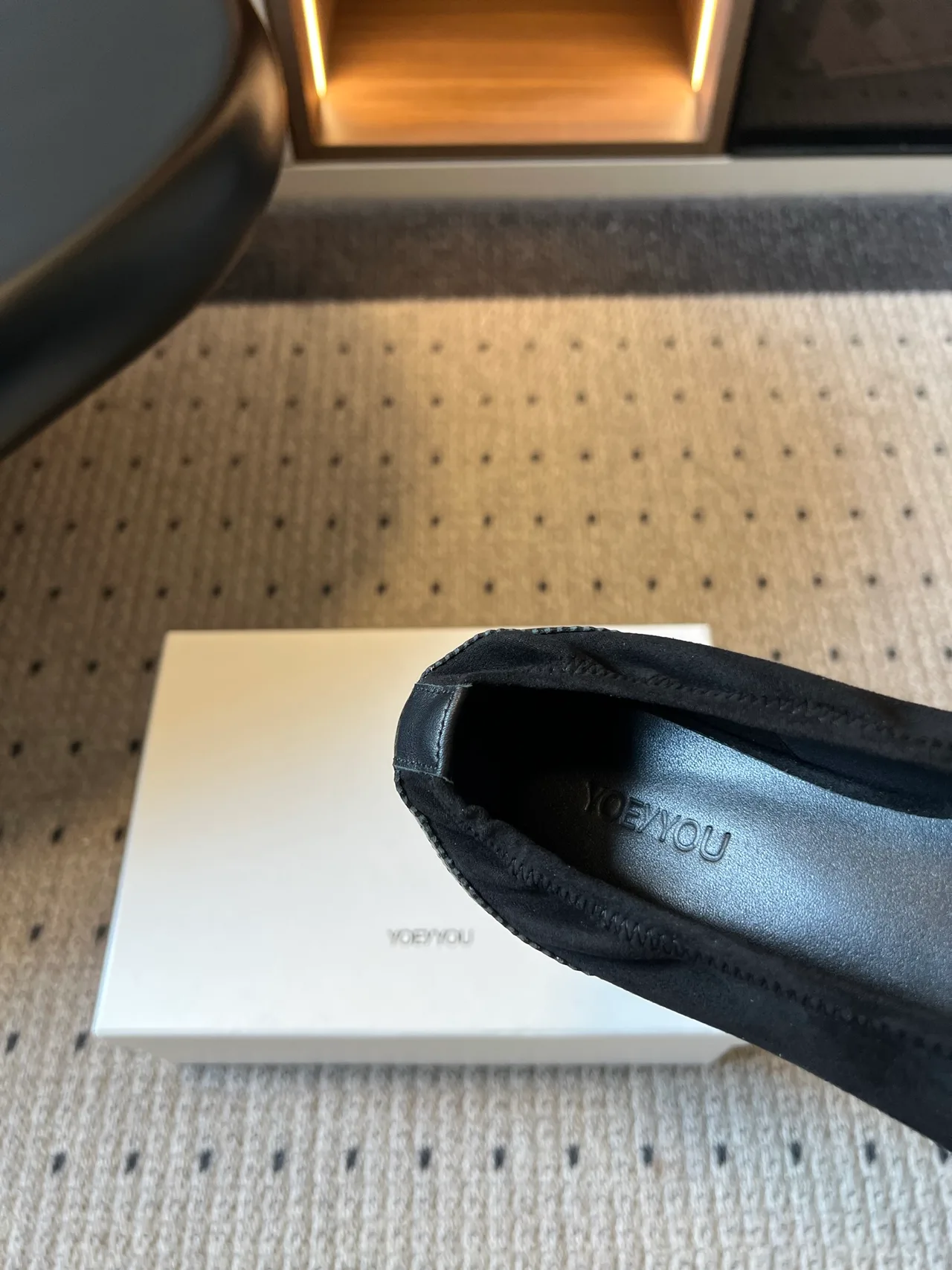 Saint Laurent Matte Square-Toe Shoes in Black · view 8