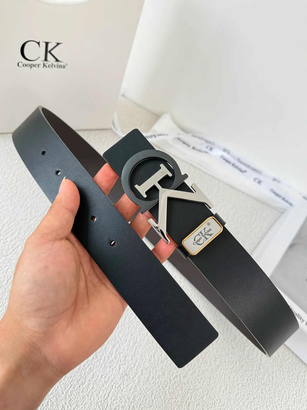 Cooper Kelvina CK Letter Buckle Belt in Black · view 5