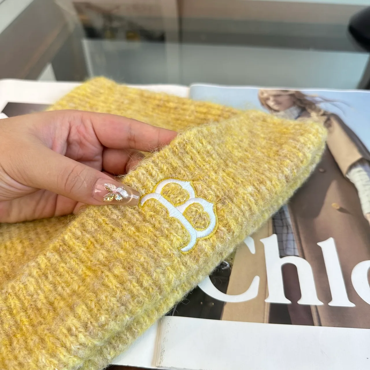 MLB Ribbed Embroidered B Monogram Beanie in Yellow · view 8