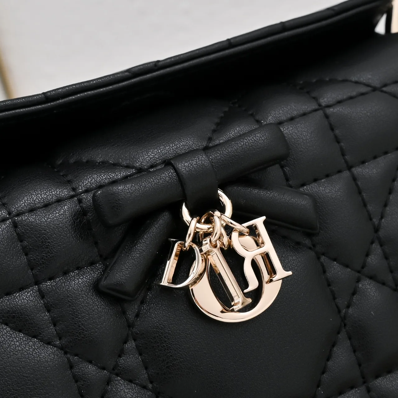 Dior Sheepskin Quilted Top-Handle Bag in Black · view 4