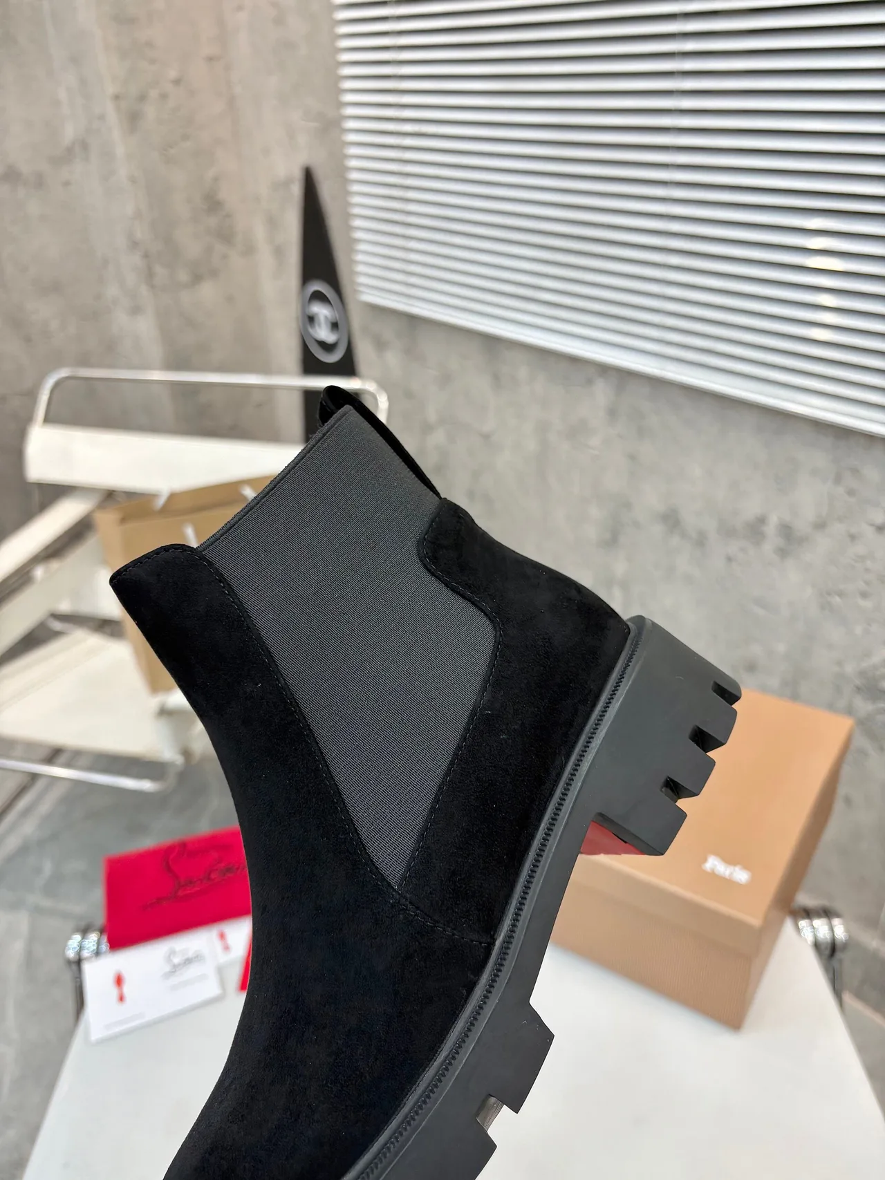 Christian Louboutin Chelsea Boots in Black & Brown & Grey · view 7