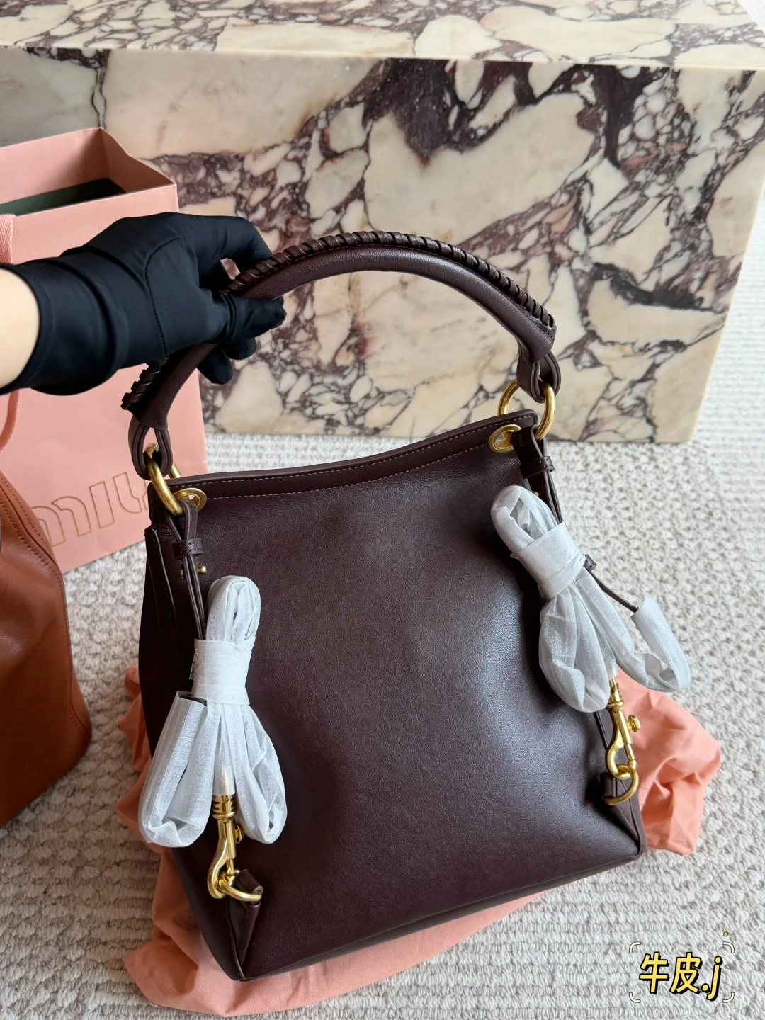 Miu Miu Smooth Hobo Bag in Brown · view 6