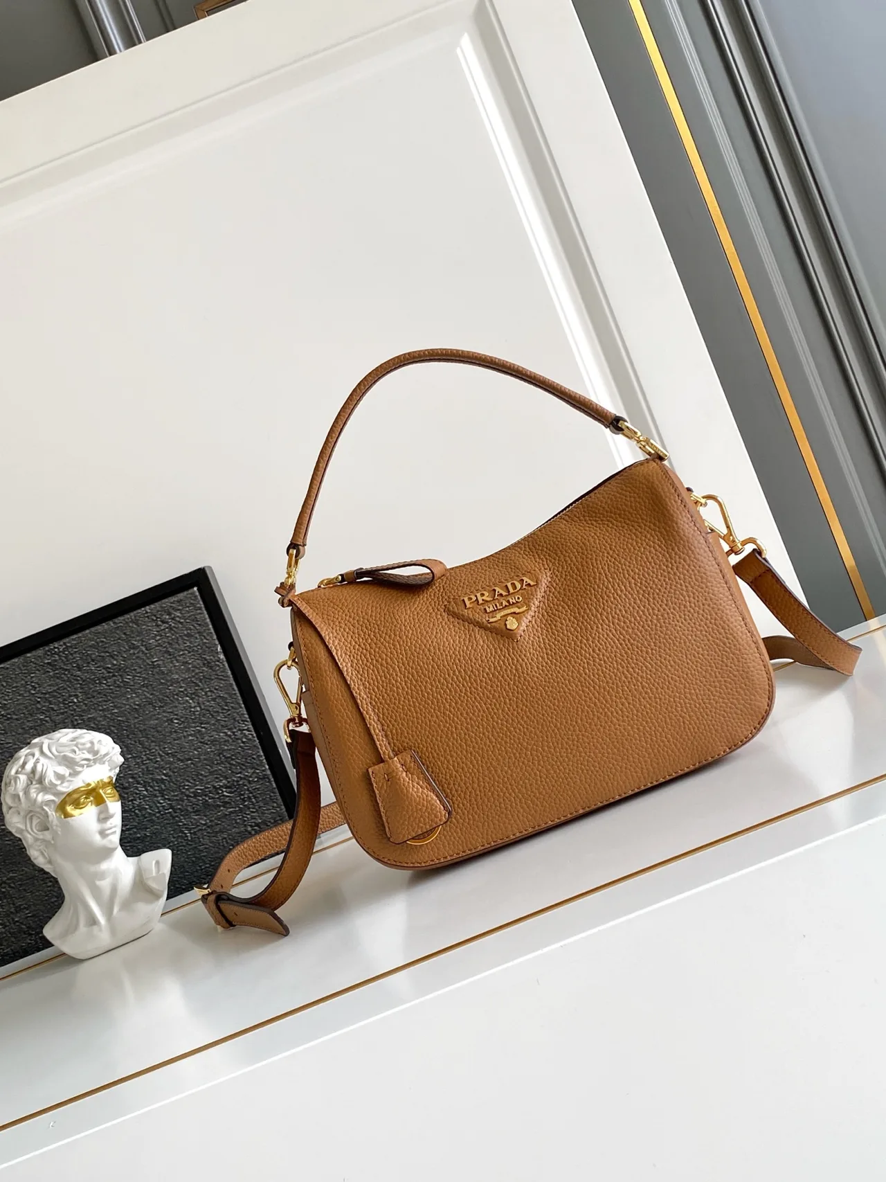 Prada Calfskin Hobo Bag in Brown · view 1