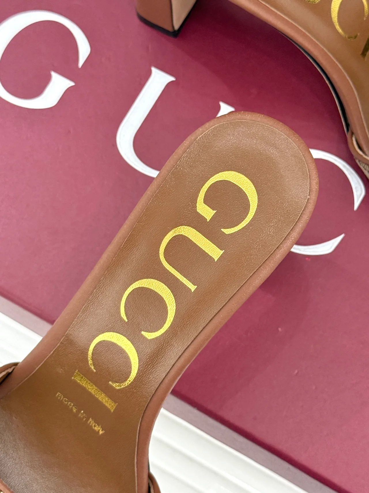 Gucci Canvas Denim Smooth Heeled Mules in Brown · view 8