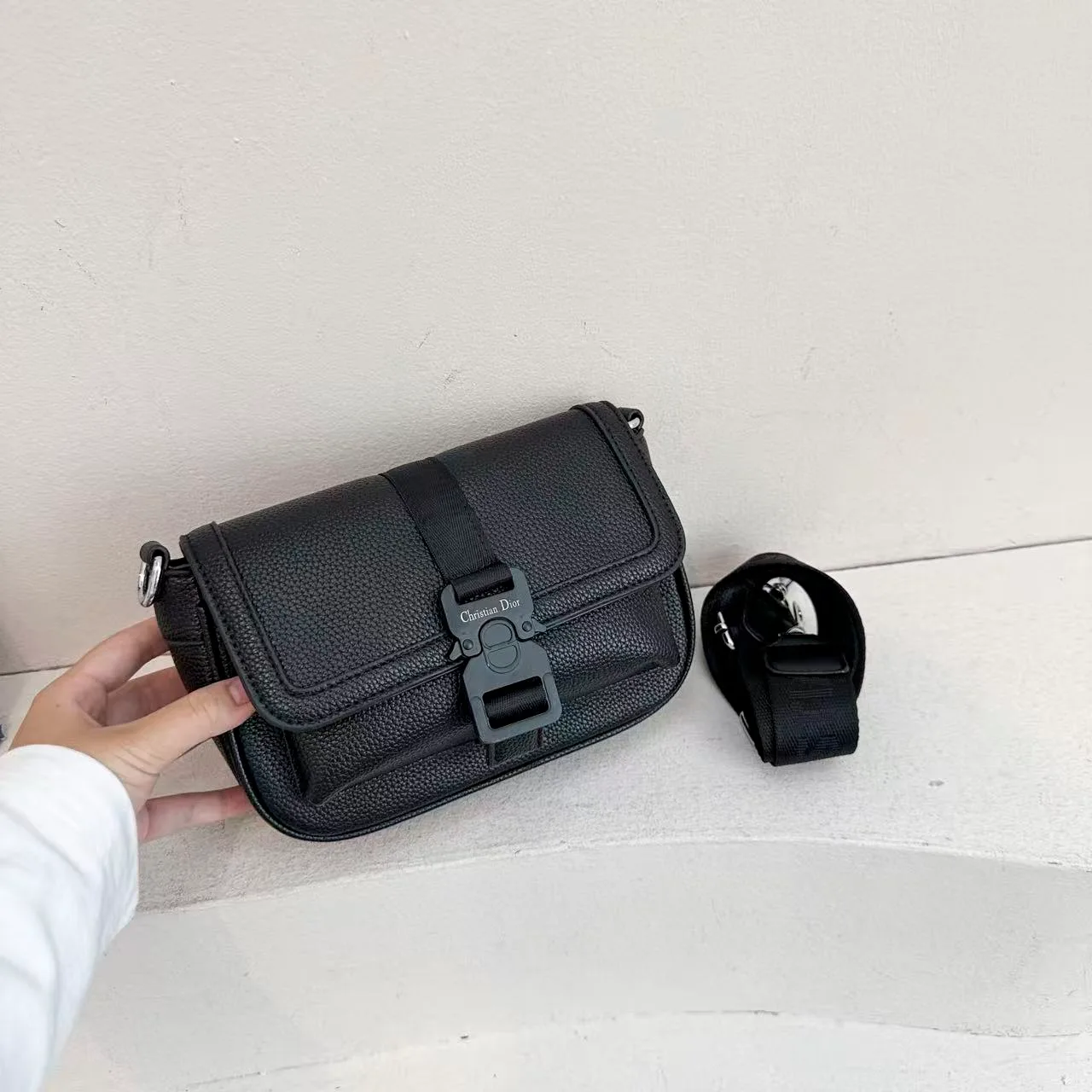 Dior Flap Crossbody Bag in Black & Grey & Blue · view 2