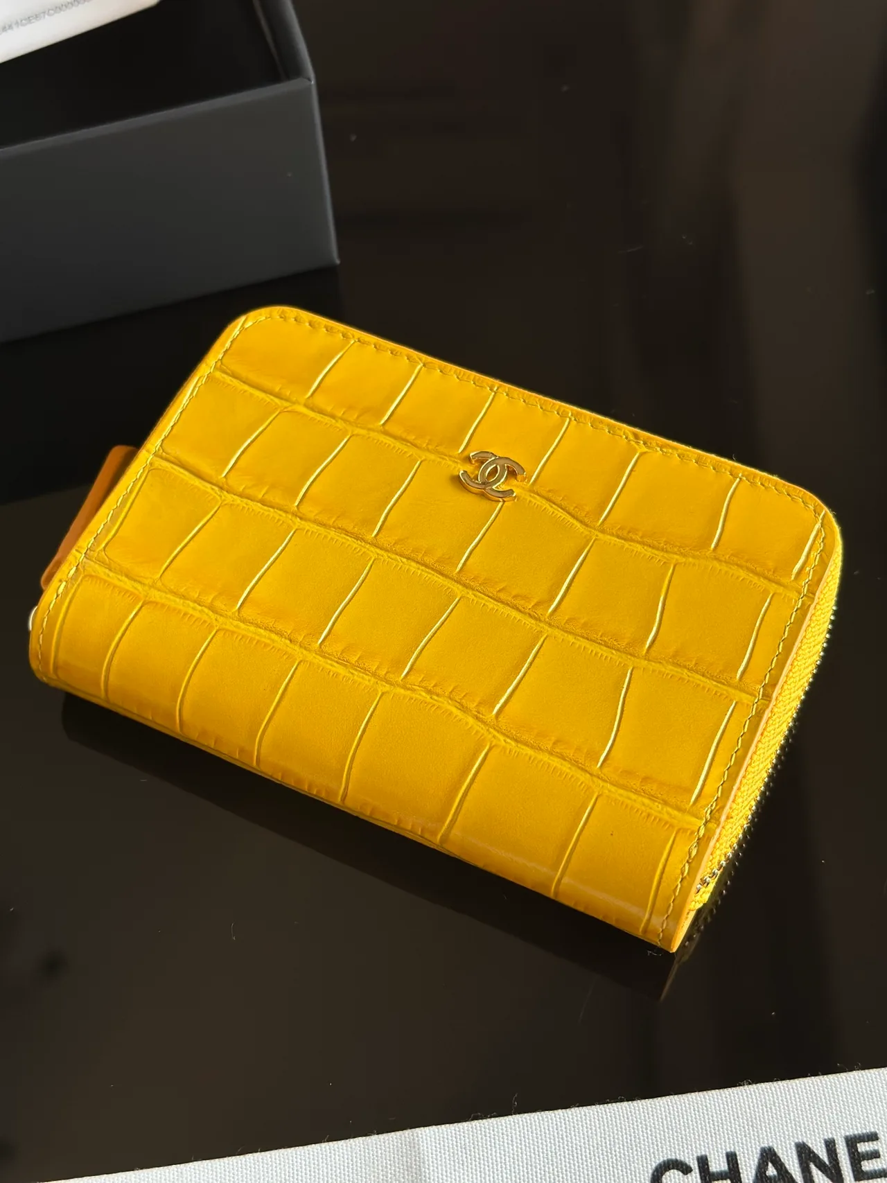 Chanel Glossy Wallet in Yellow · view 1