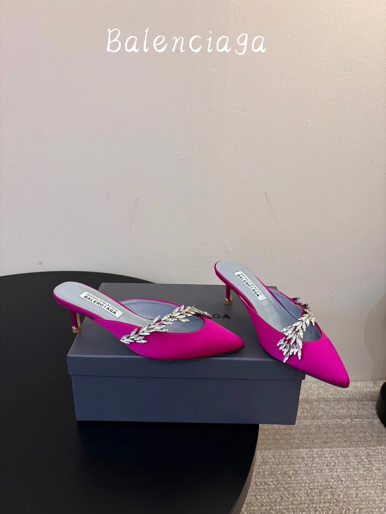 Balenciaga Silk Pointed-Toe Mules in Pink · view 4