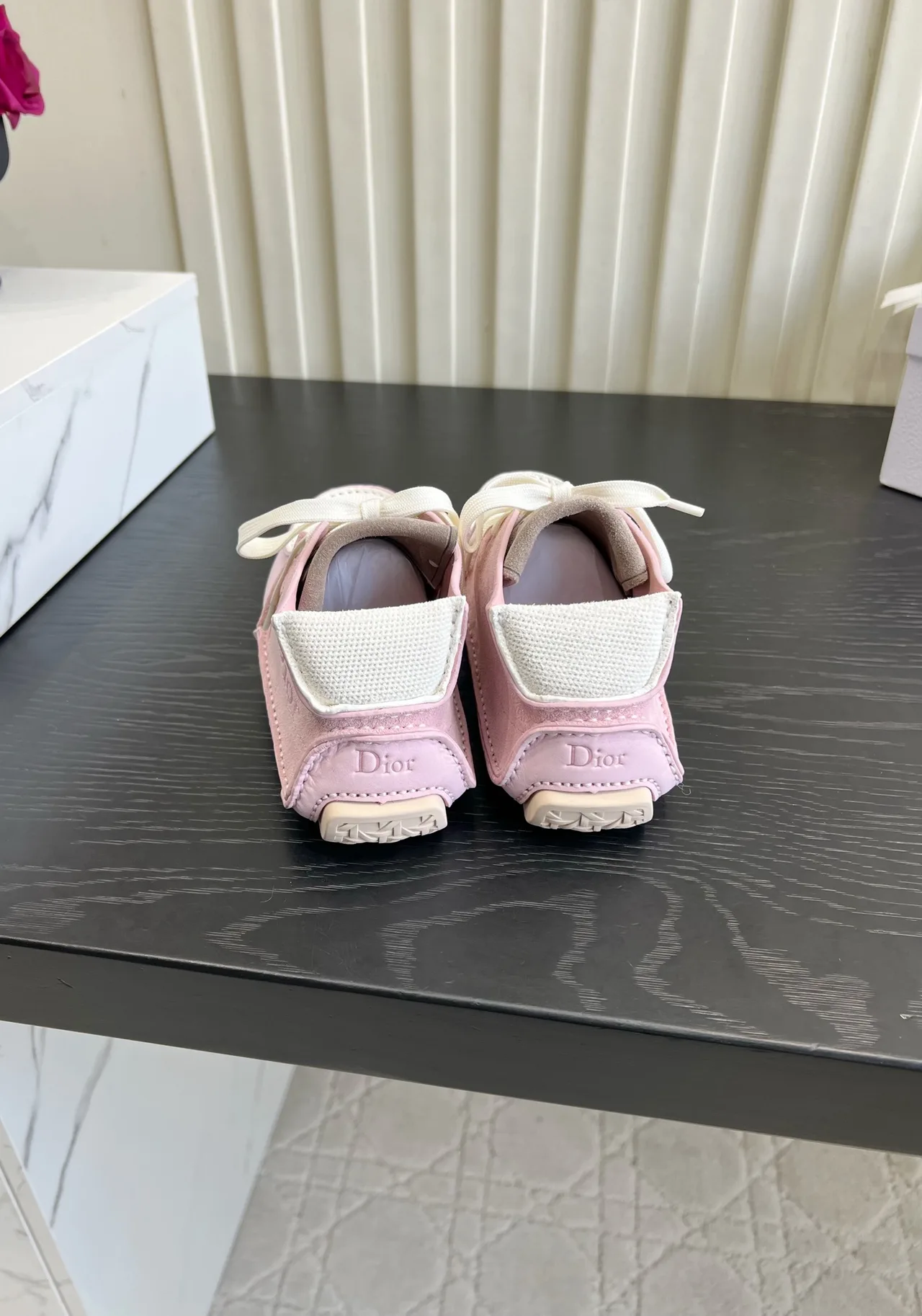 Dior Cowhide Round-Toe Sneakers in Pink · view 5