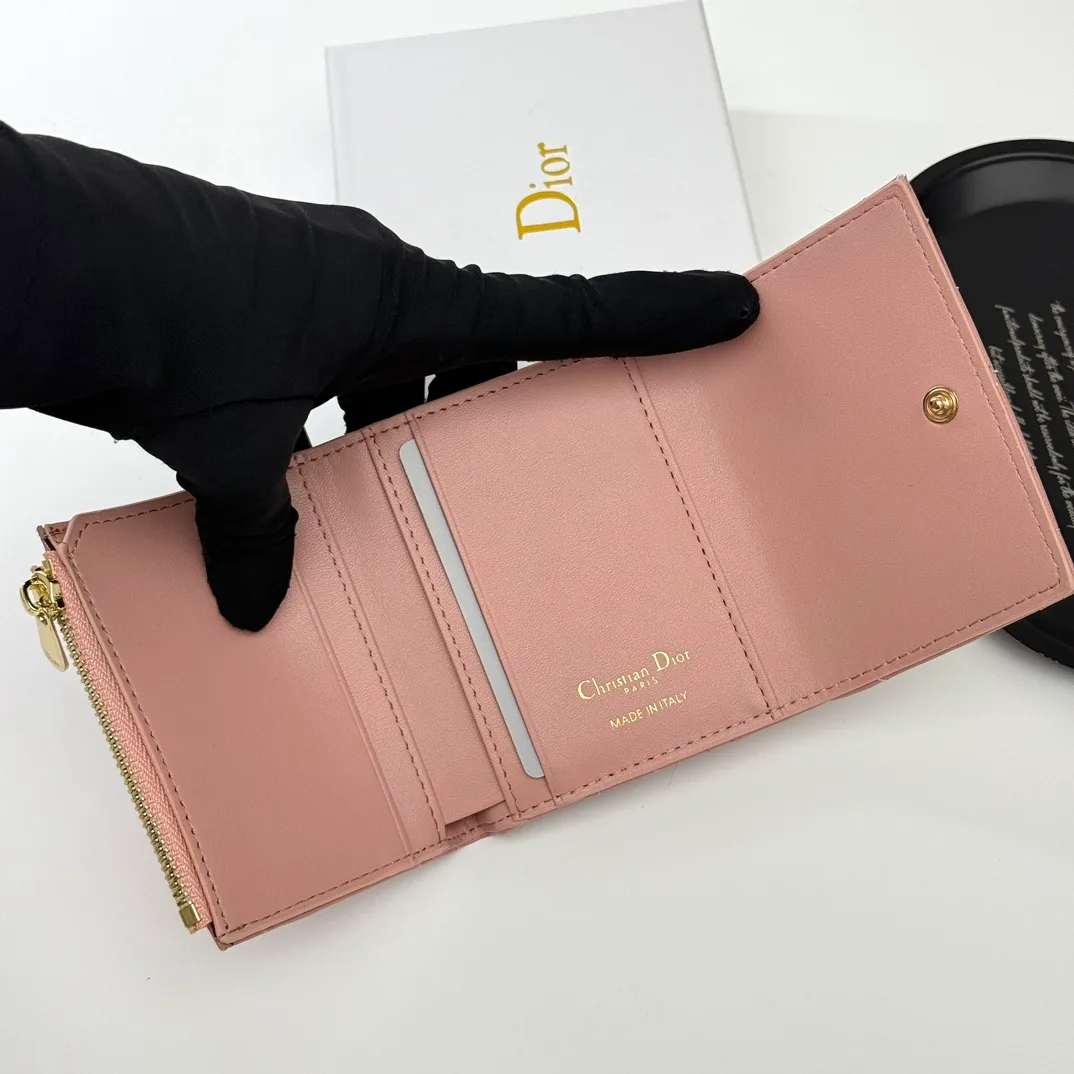 Dior Sheepskin Quilted Wallet in Pink · view 6
