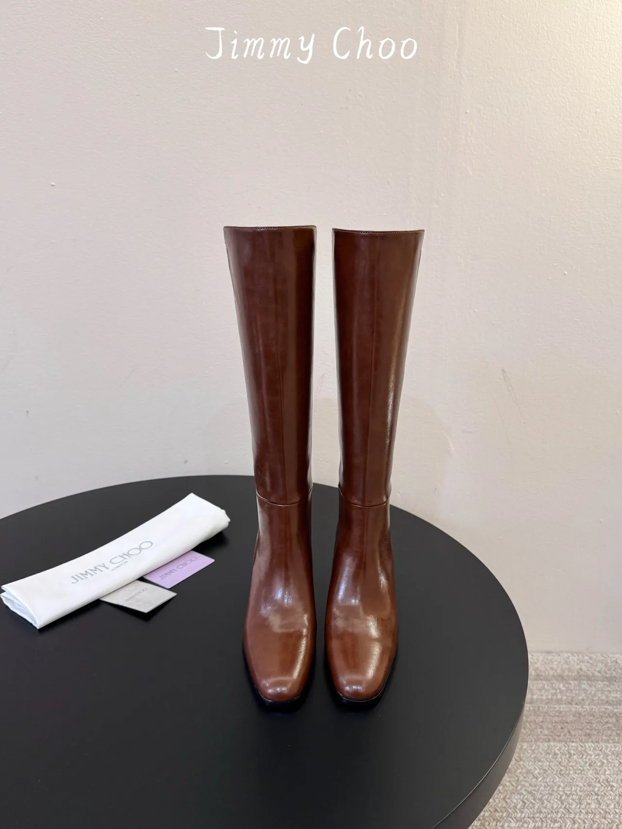 Jimmy Choo Cowhide Knee-High Boots in Brown · view 1