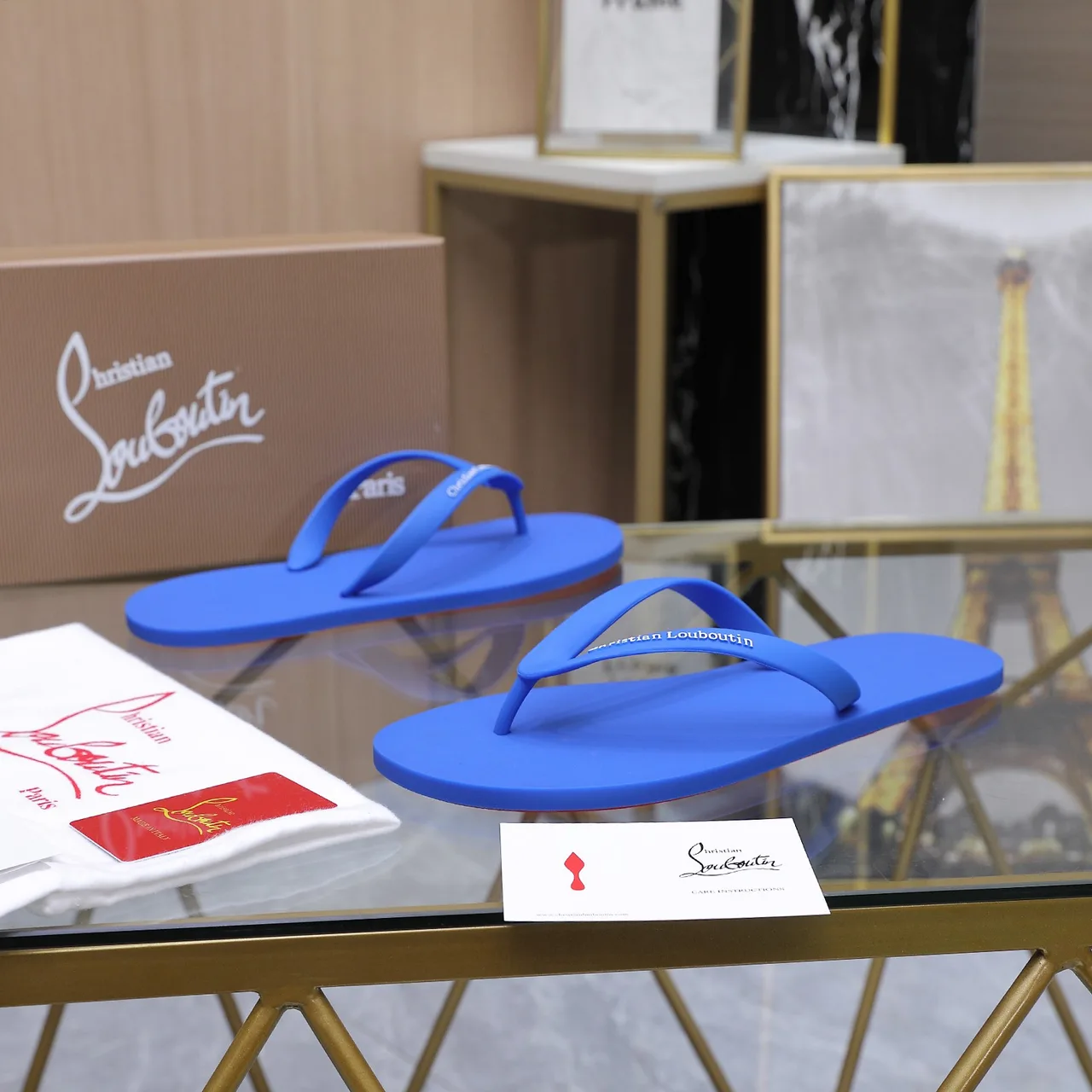 Christian Louboutin Flip-Flops in Blue & Green & Pink & Yellow · view 3