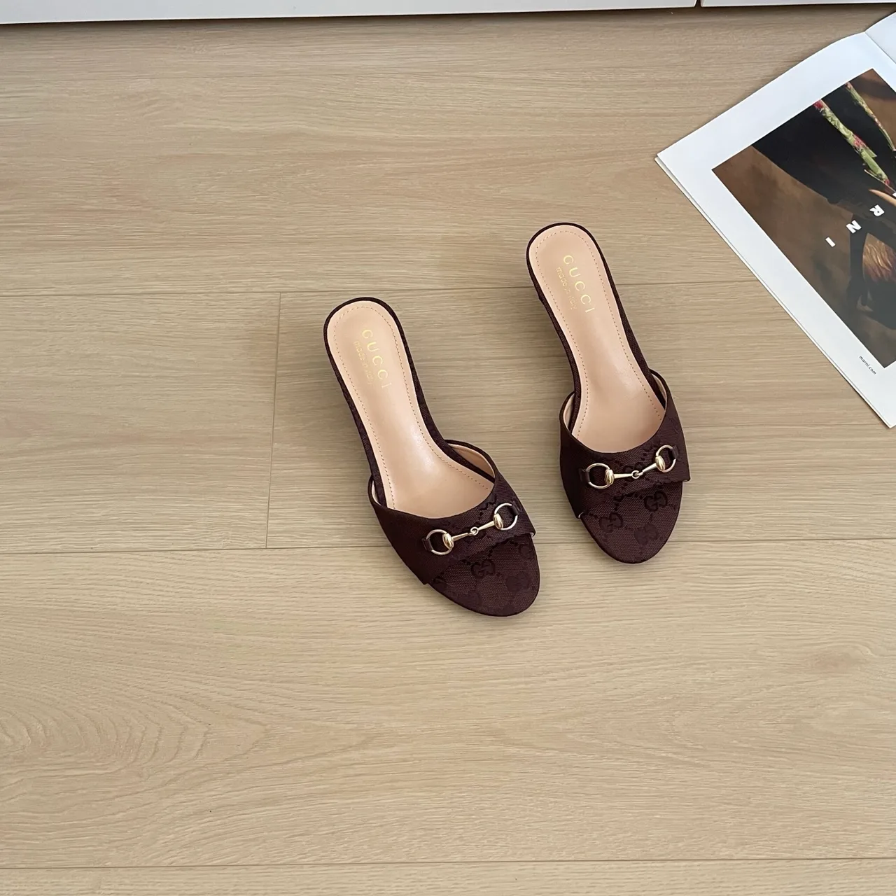 Gucci Canvas Mules in Brown · view 4