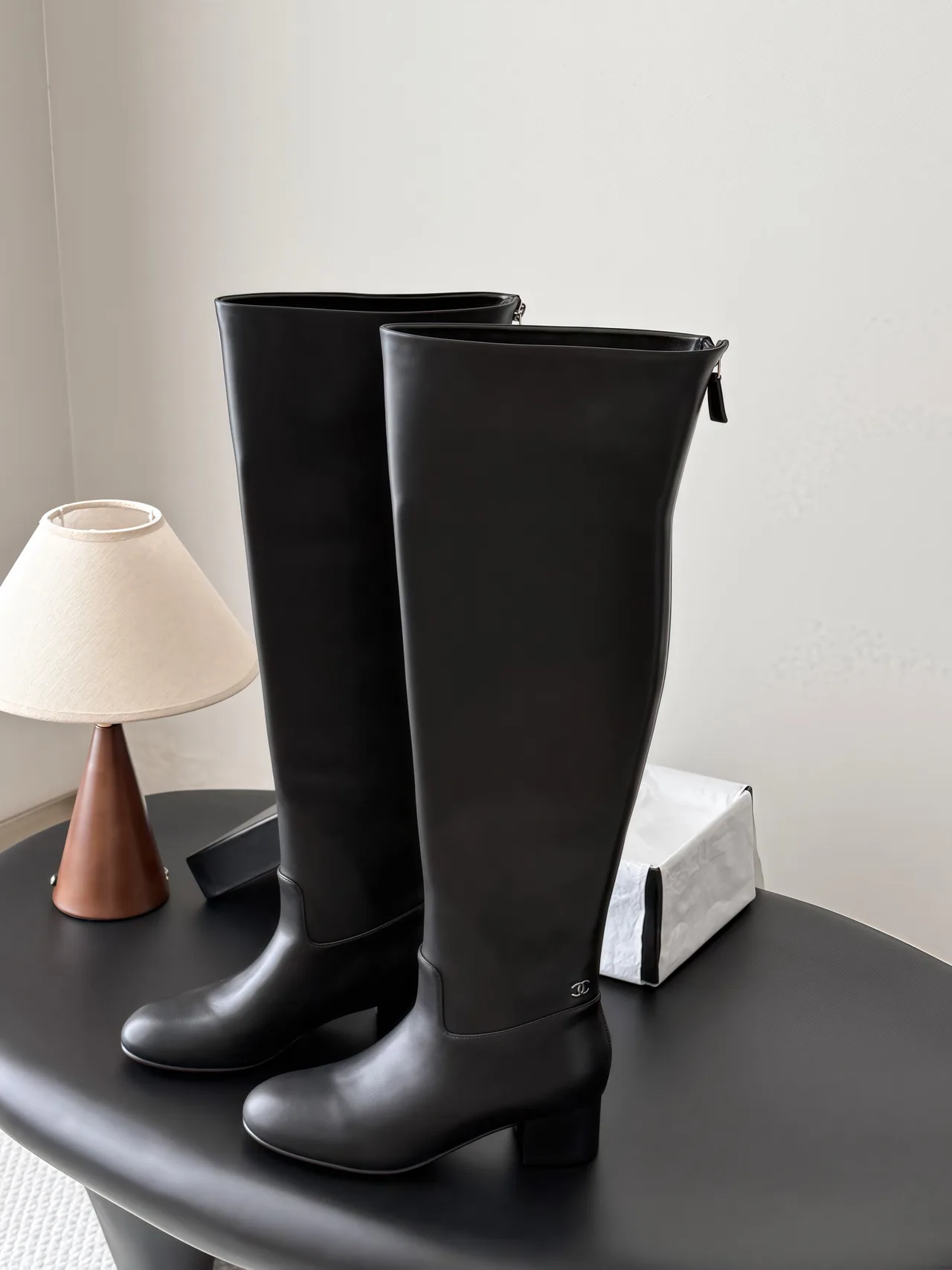 Chanel Sheepskin Boots in Black · view 2