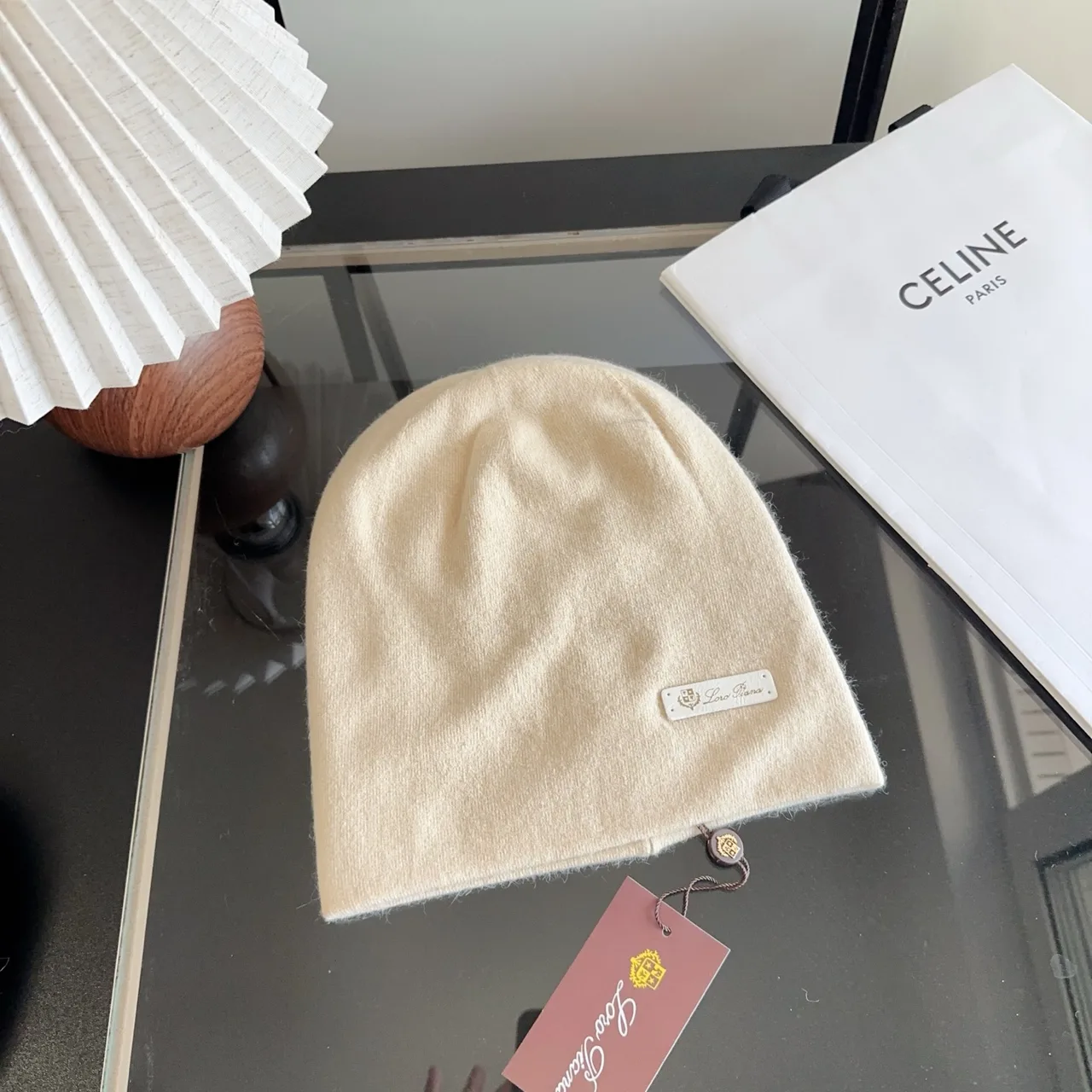 Celine Smooth Beanie in Cream · view 1