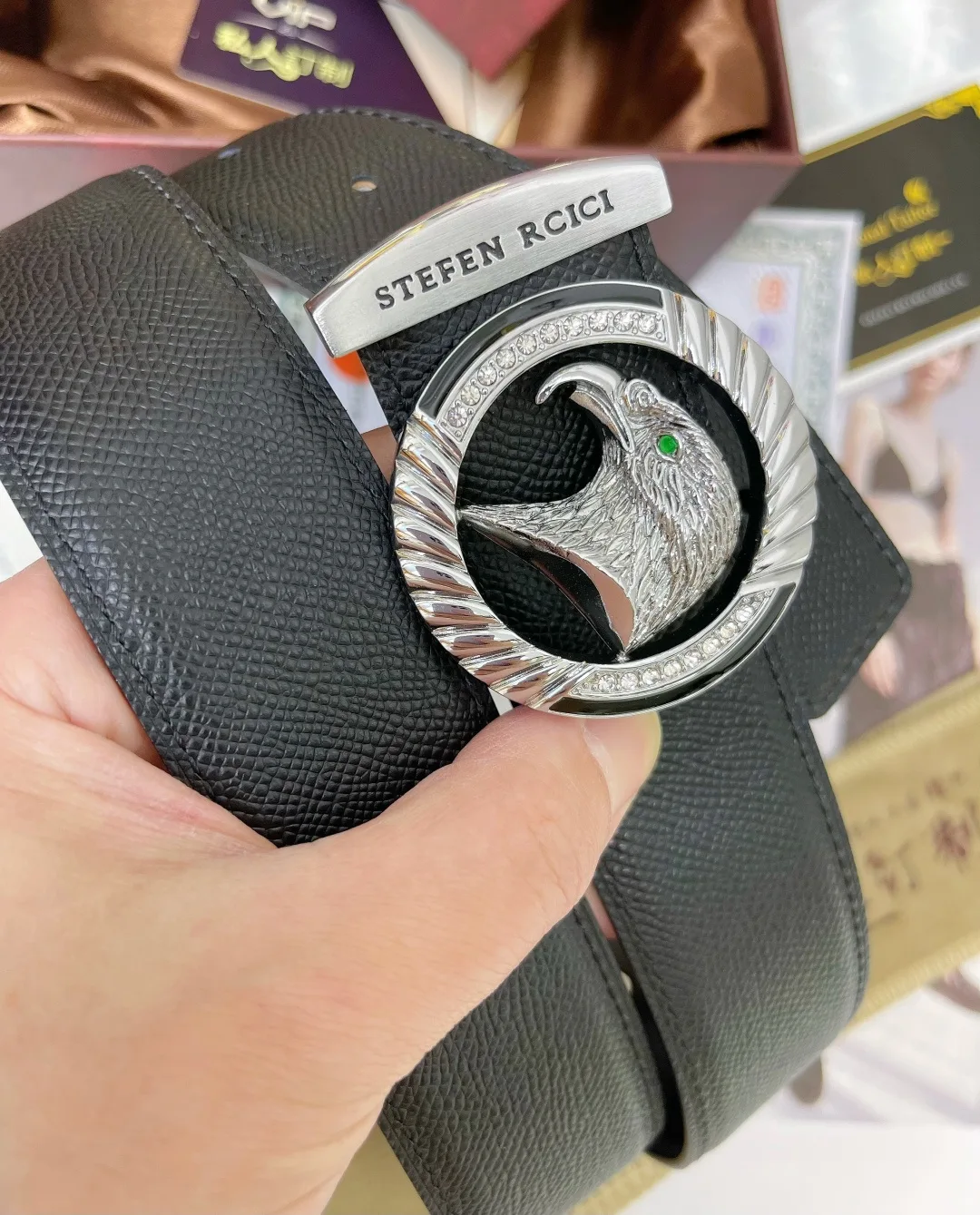 Stefen Rcici Eagle Buckle Belt in Black · view 6