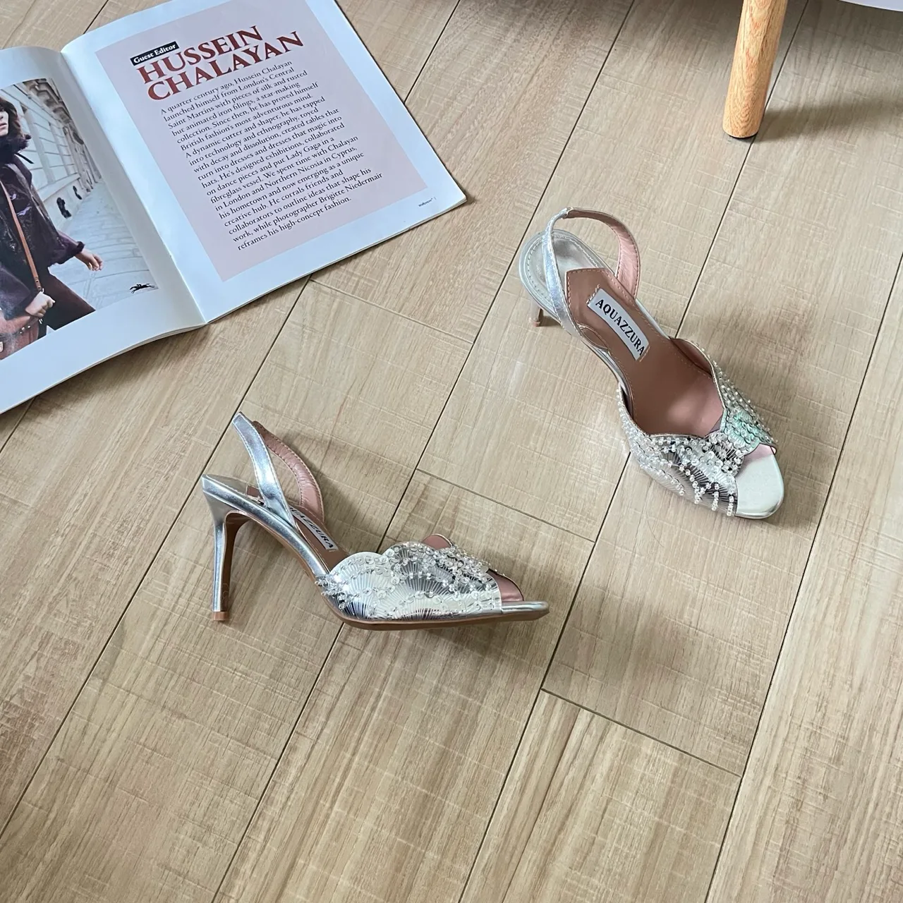 Aquazzura Sheepskin Sandals in Silver · view 4