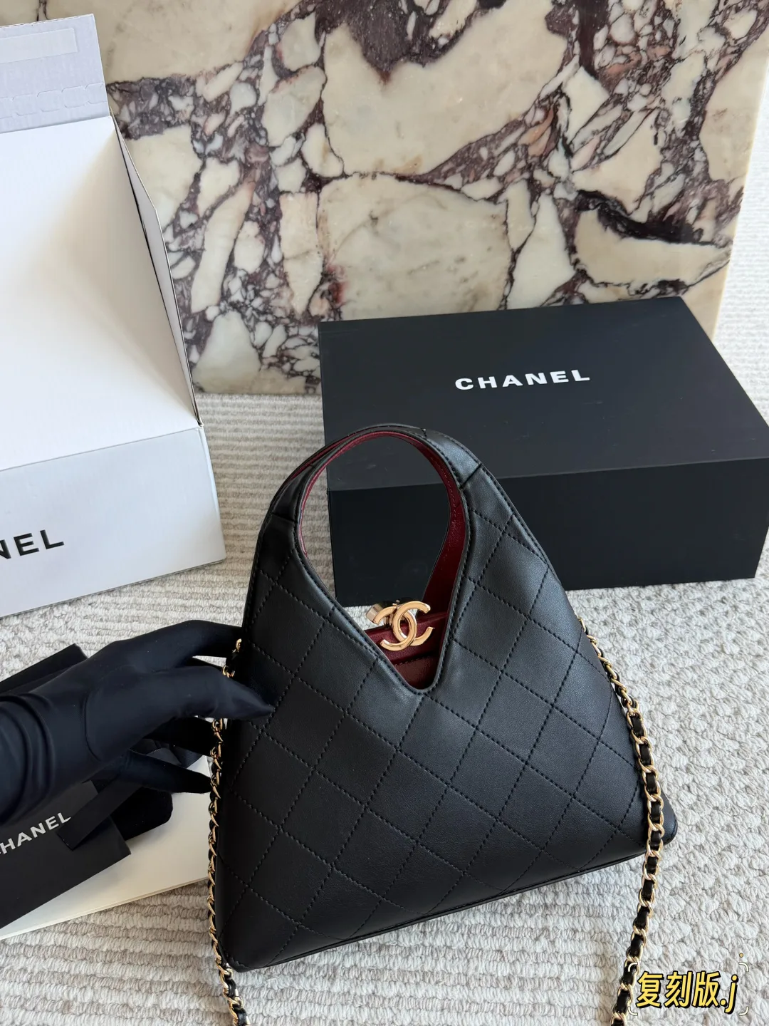 Chanel Quilted Glossy Crossbody Bag in Black · view 3