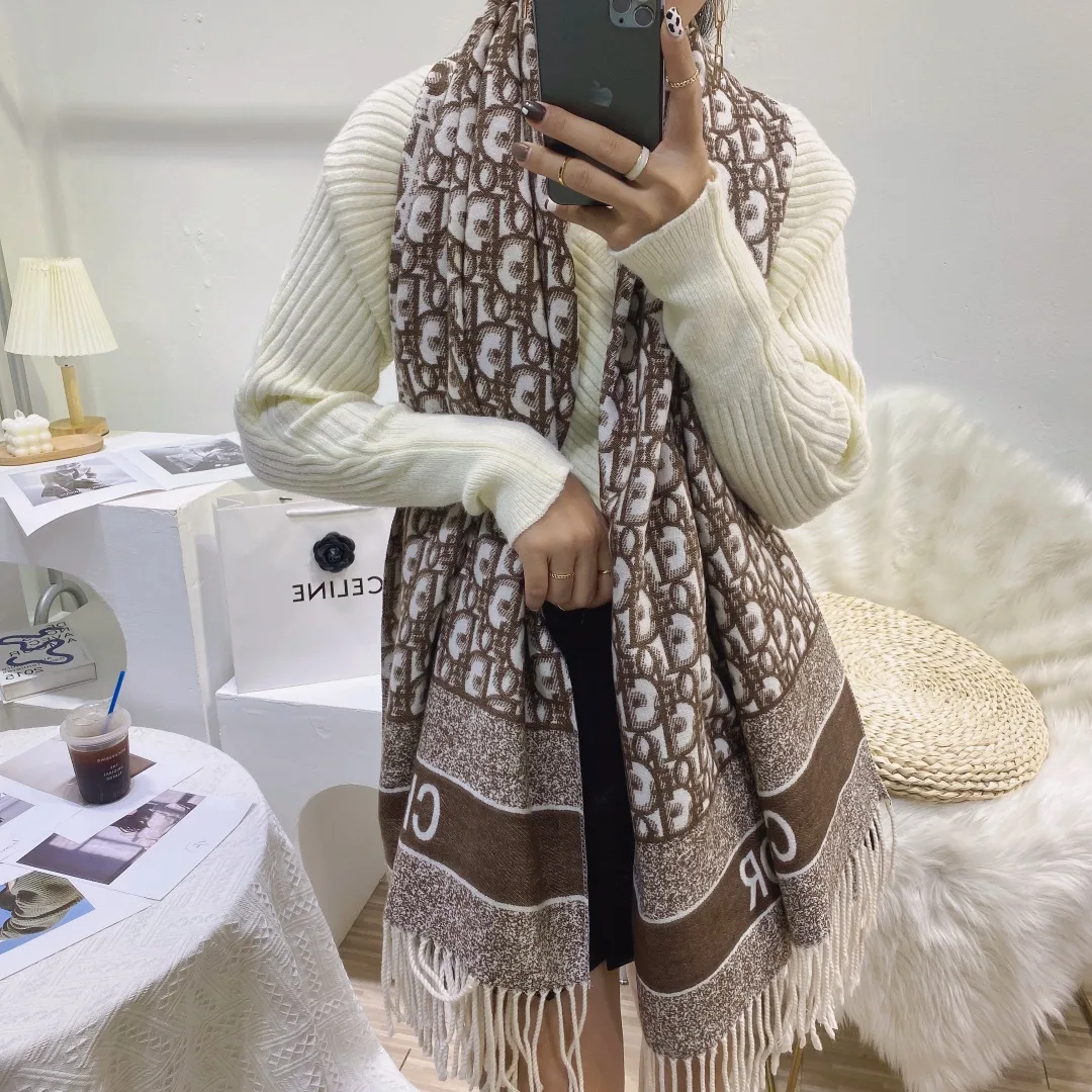 Dior Oblique Fringe Scarf in Brown / Red / Black / Grey · view 7