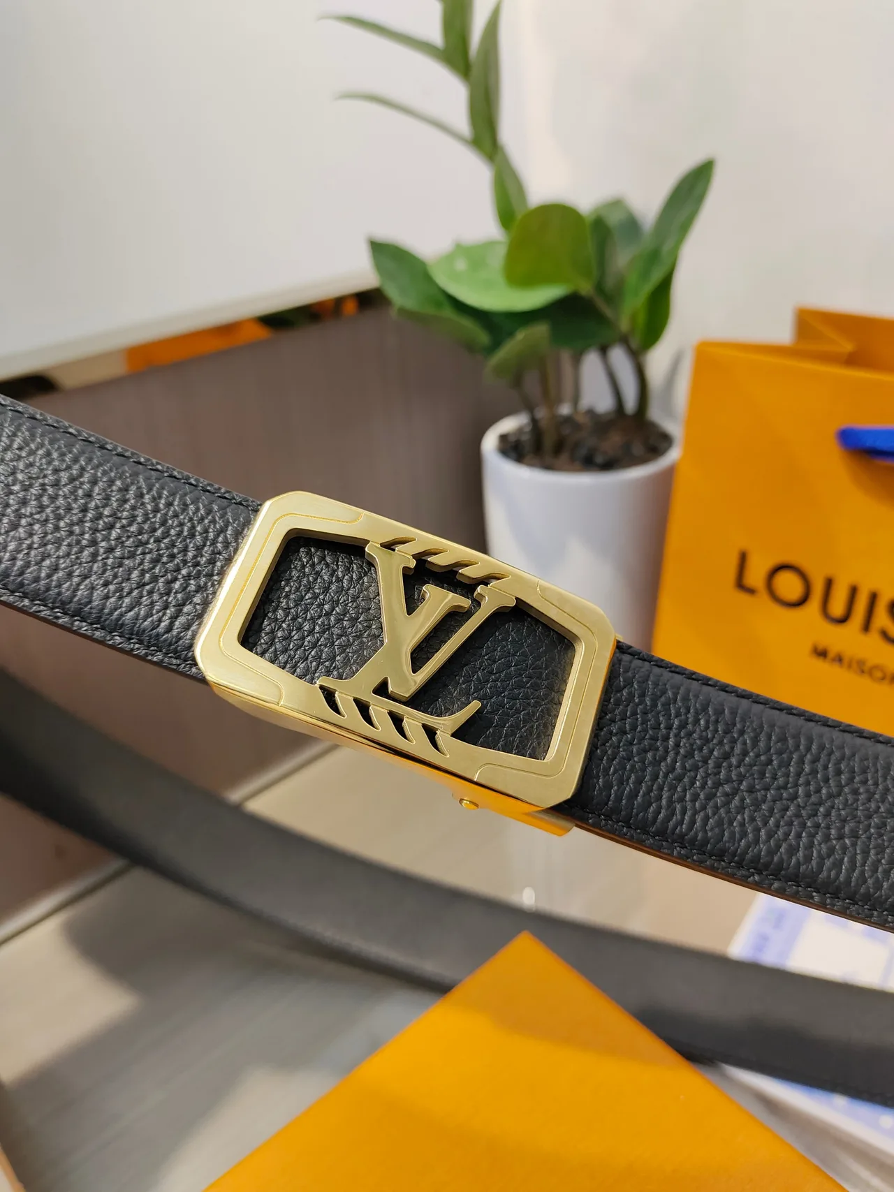 Louis Vuitton Calfskin Glossy Belt in Black · view 5
