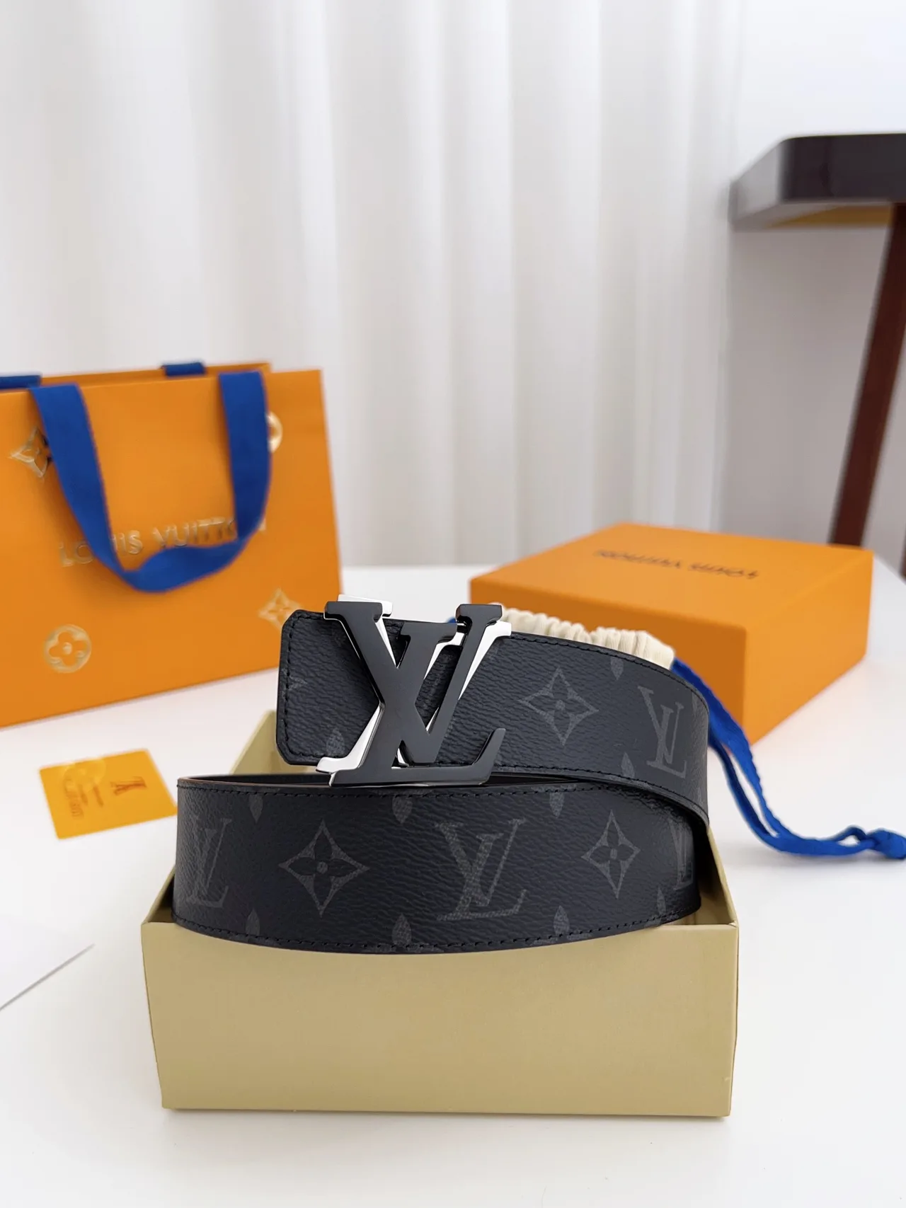 Louis Vuitton Calfskin Glossy Belt in Black · view 2