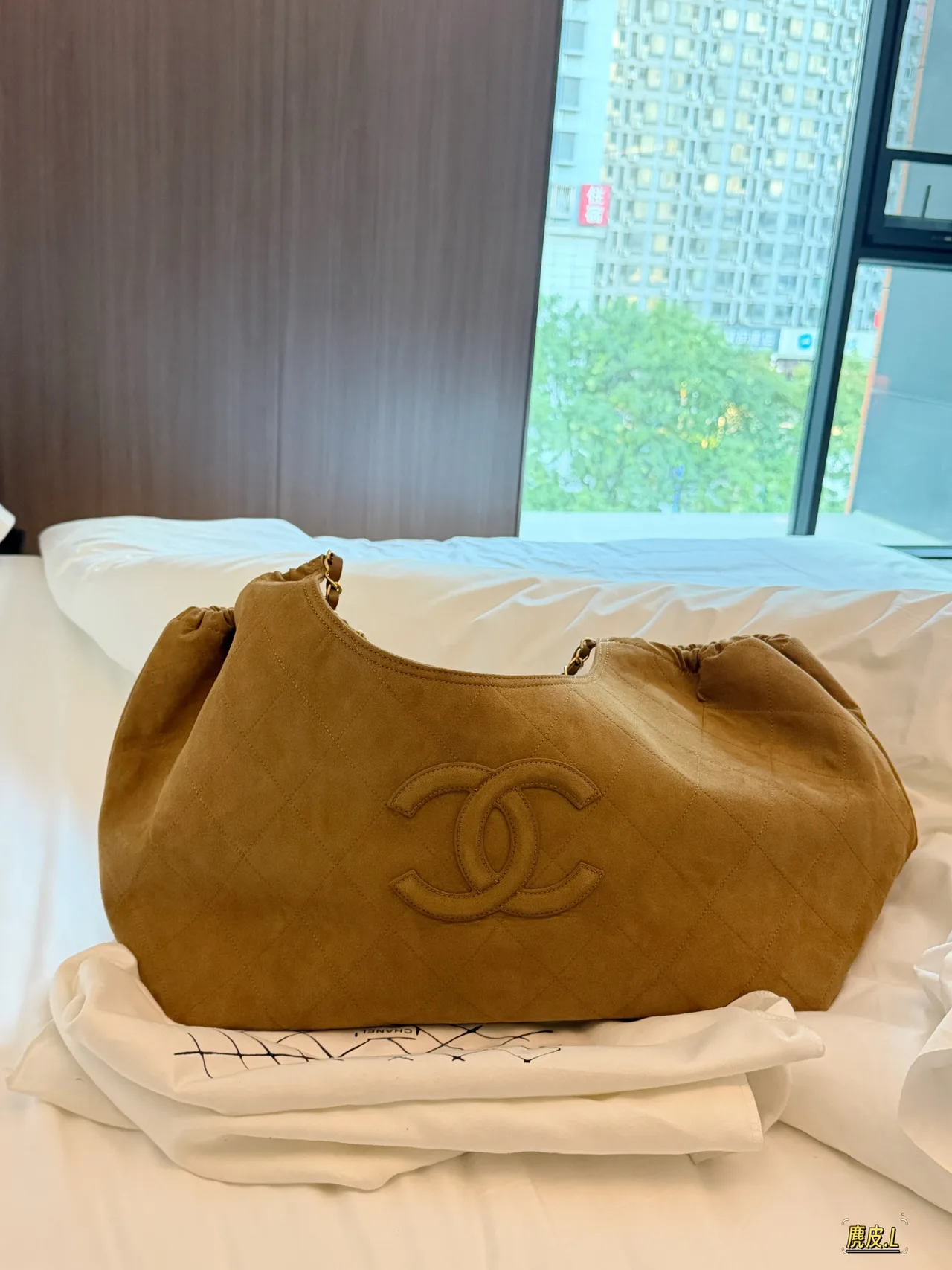 Chanel Quilted Hobo Bag in Tan · view 1