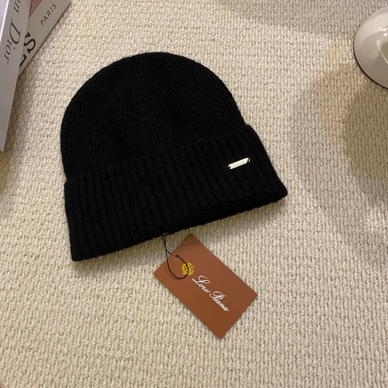 Loro Piana Beanie in Black & White & Beige & Orange & Grey & Brown · view 1