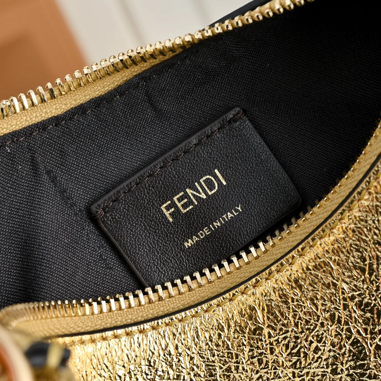 Fendi Crescent Shoulder Bag in Gold · view 7