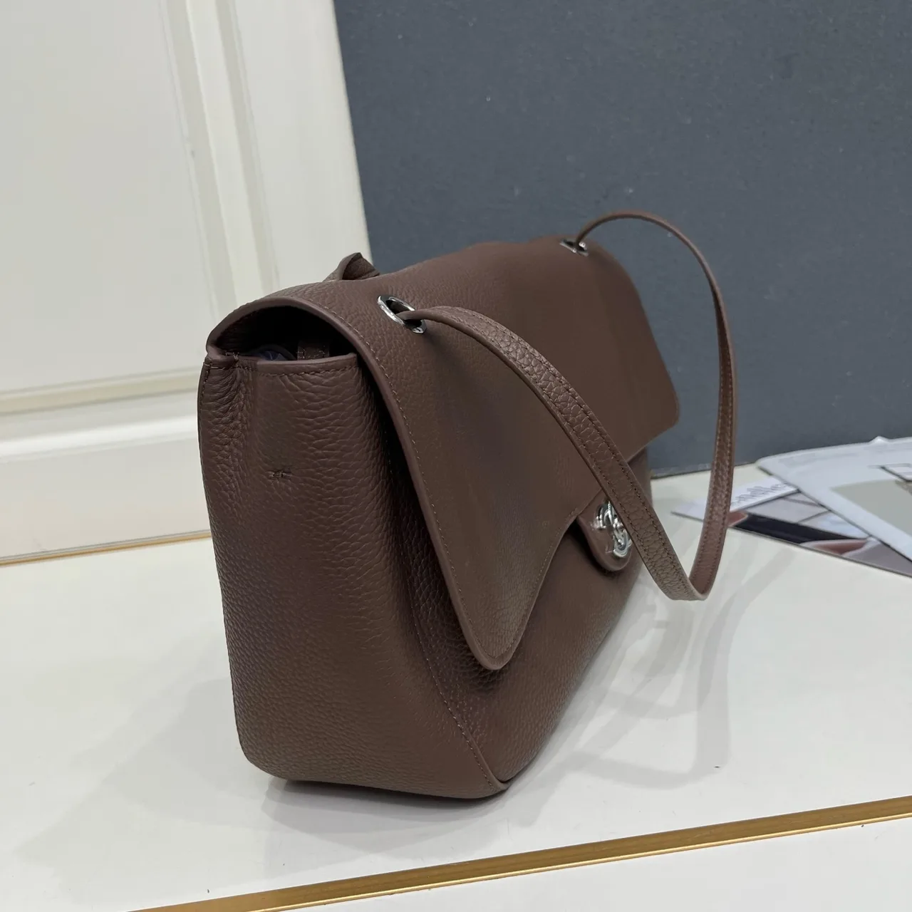 Chanel Smooth Shoulder Bag in Brown · view 3