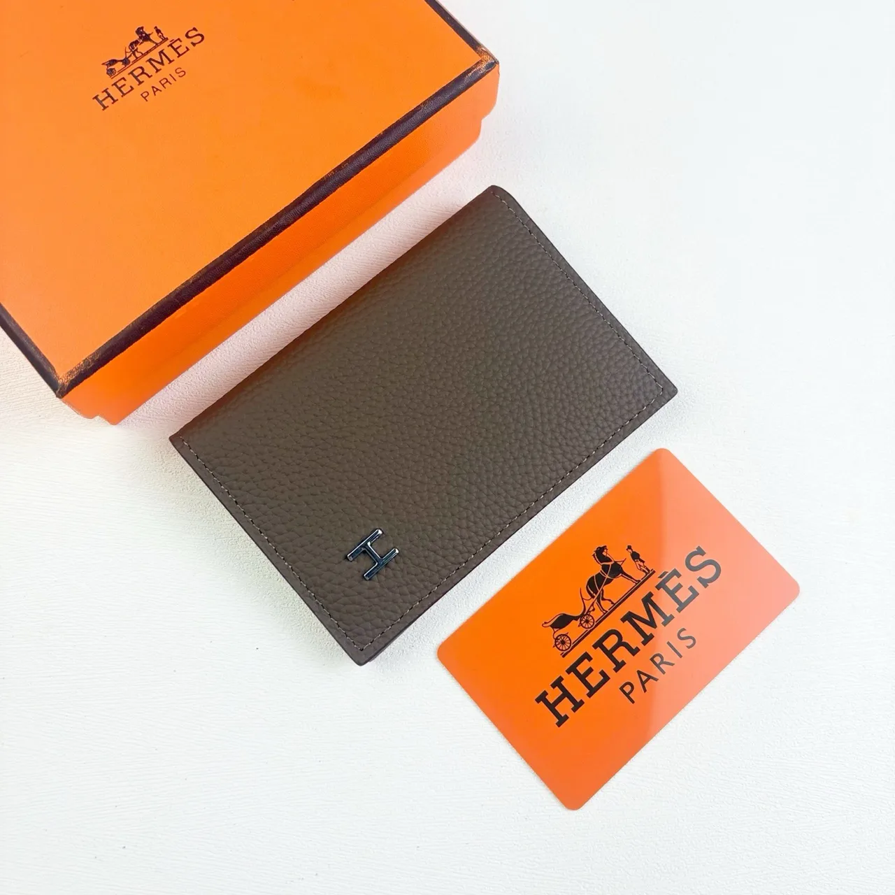 Hermes Calvi Cardholder in Grey & Blue & Red & Brown & Beige & Green & Orange & Pink · view 1
