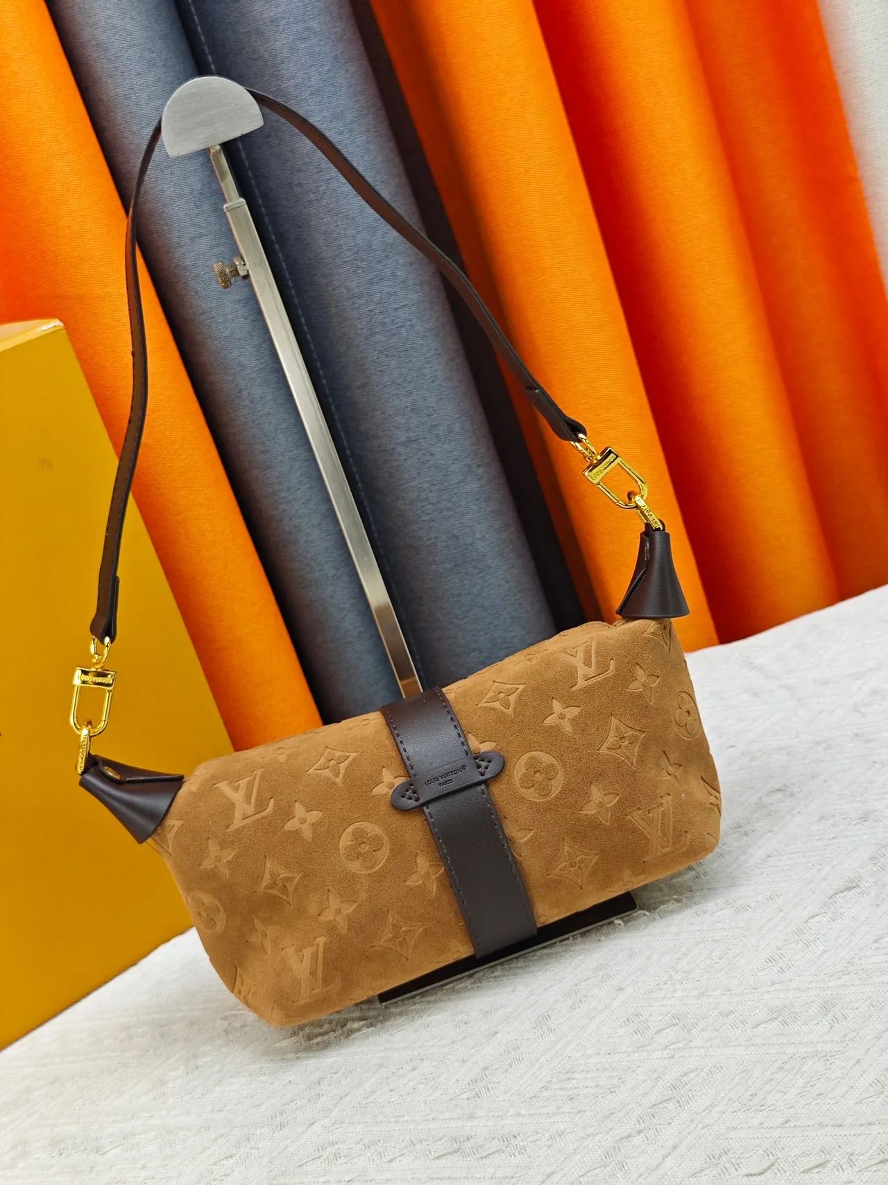 Louis Vuitton Suede Canvas Hobo Bag in Brown · view 3