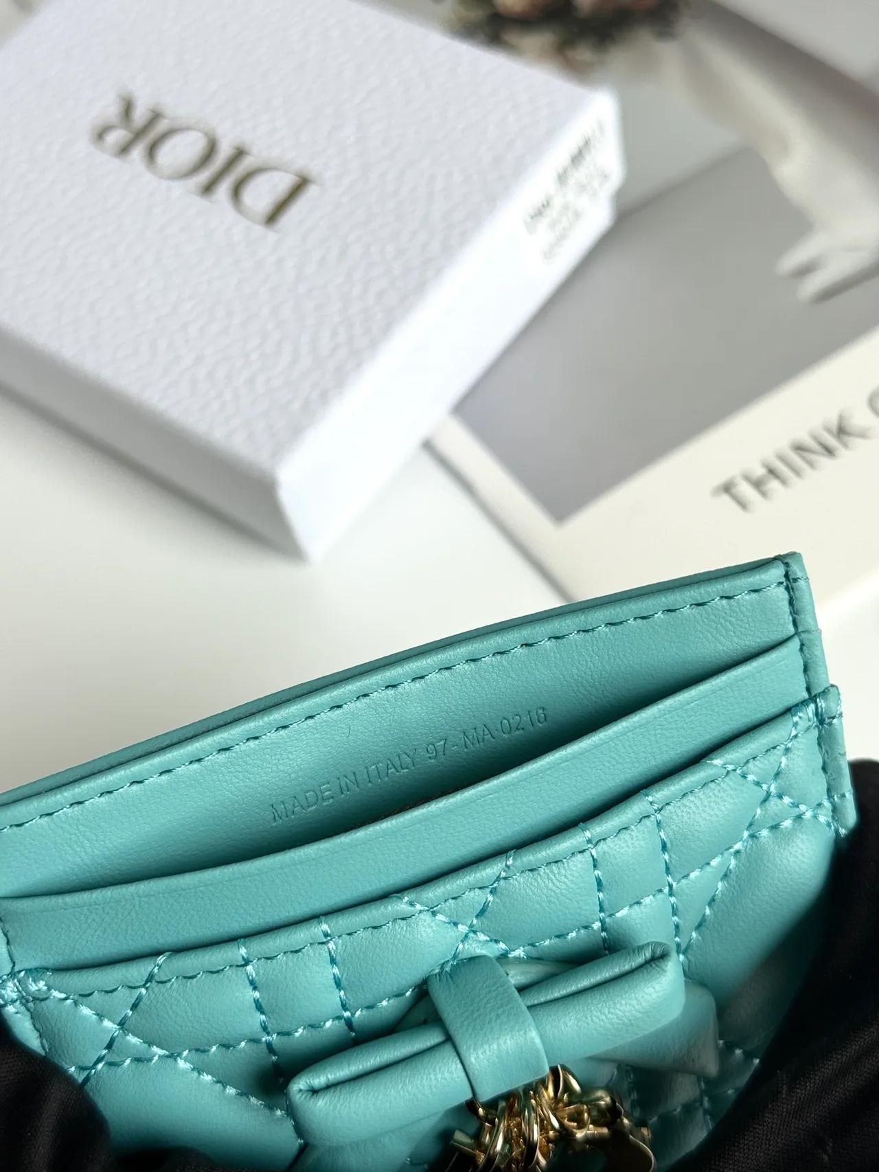 Dior Lambskin Quilted Cardholder in Blue · view 5