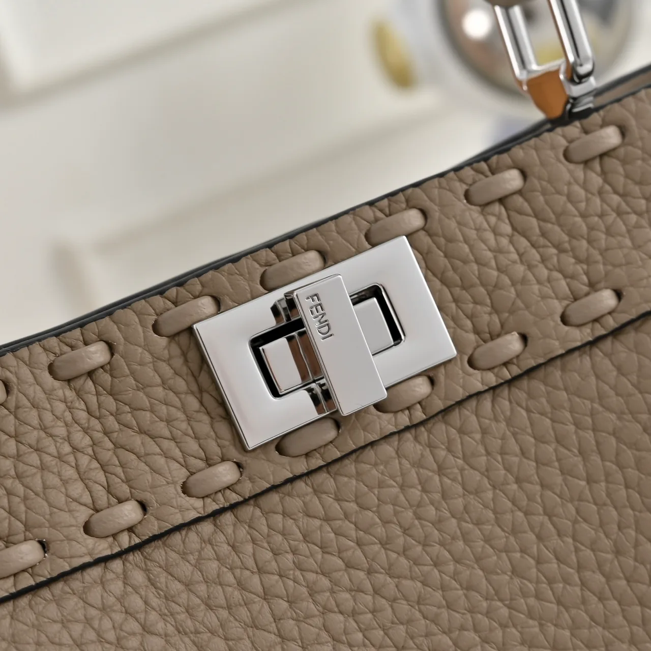 Fendi Calfskin Smooth Top-Handle Bag in Grey · view 5