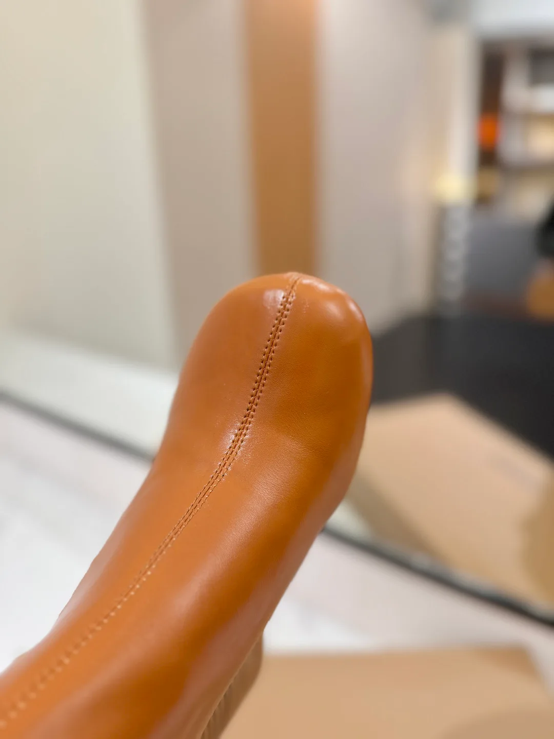 Burberry Glossy Knee-High Boots in Tan · view 8