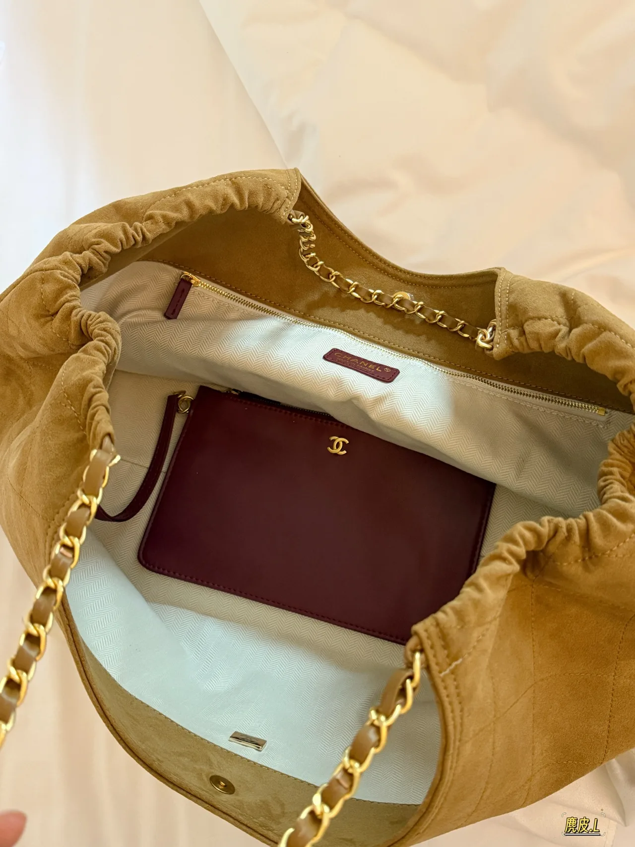 Chanel Quilted Hobo Bag in Tan · view 4