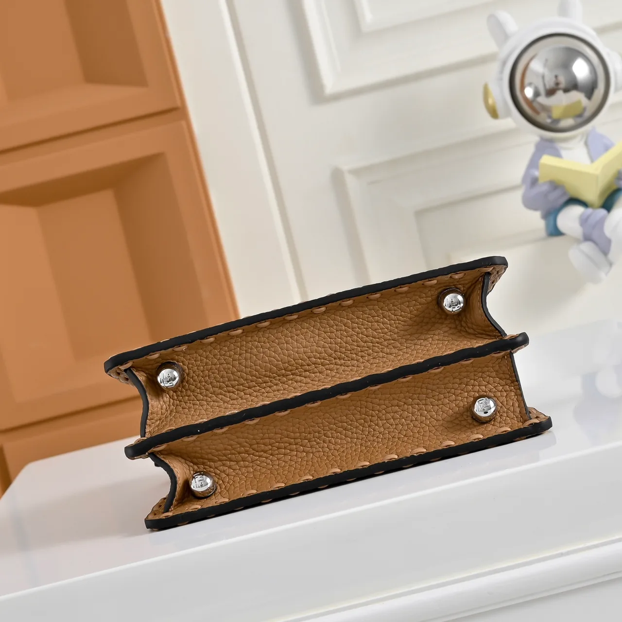 Fendi Calfskin Smooth Handbag in Tan · view 7