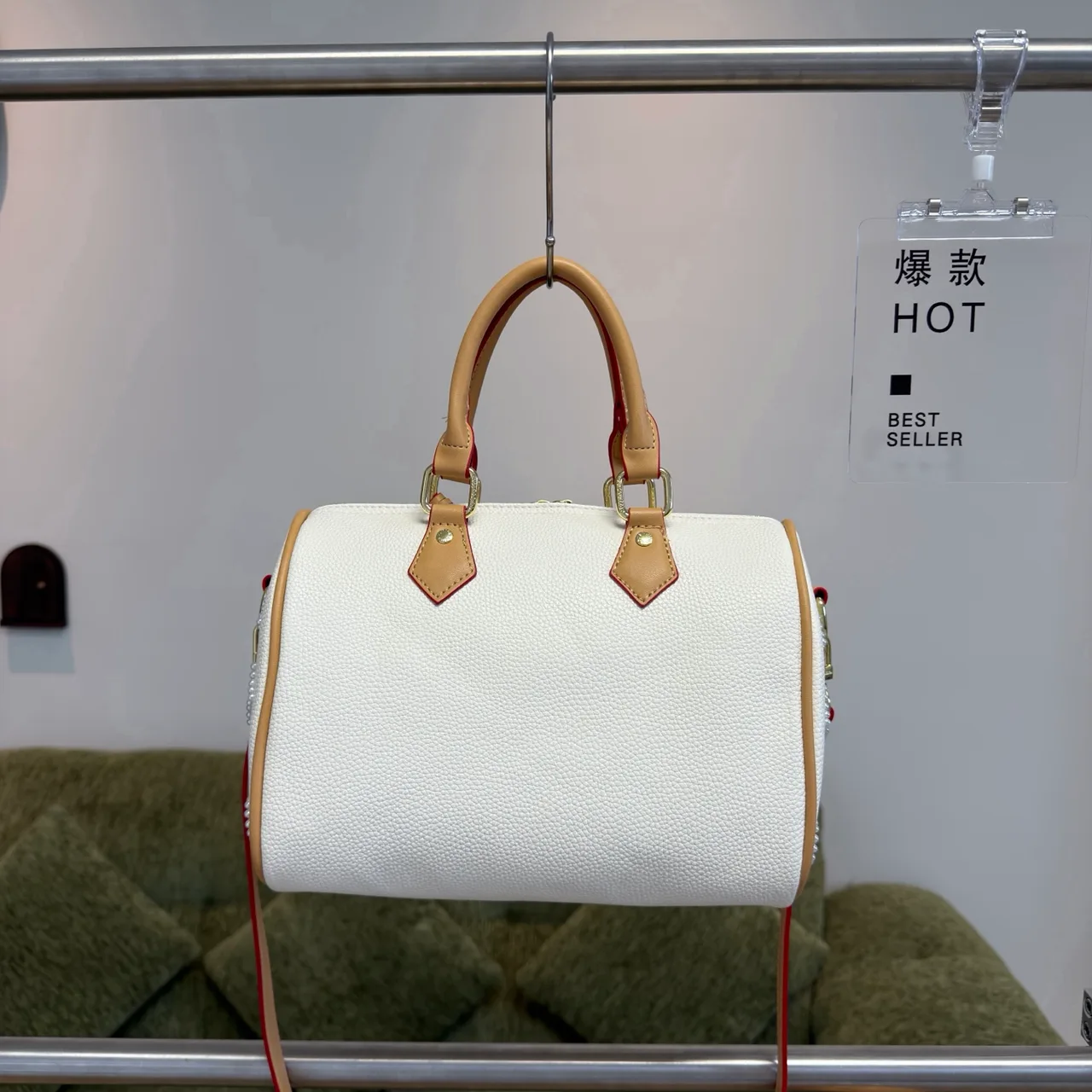 MCM Studded Satchel in White & Red & Black & Brown & Blue & Yellow · view 6