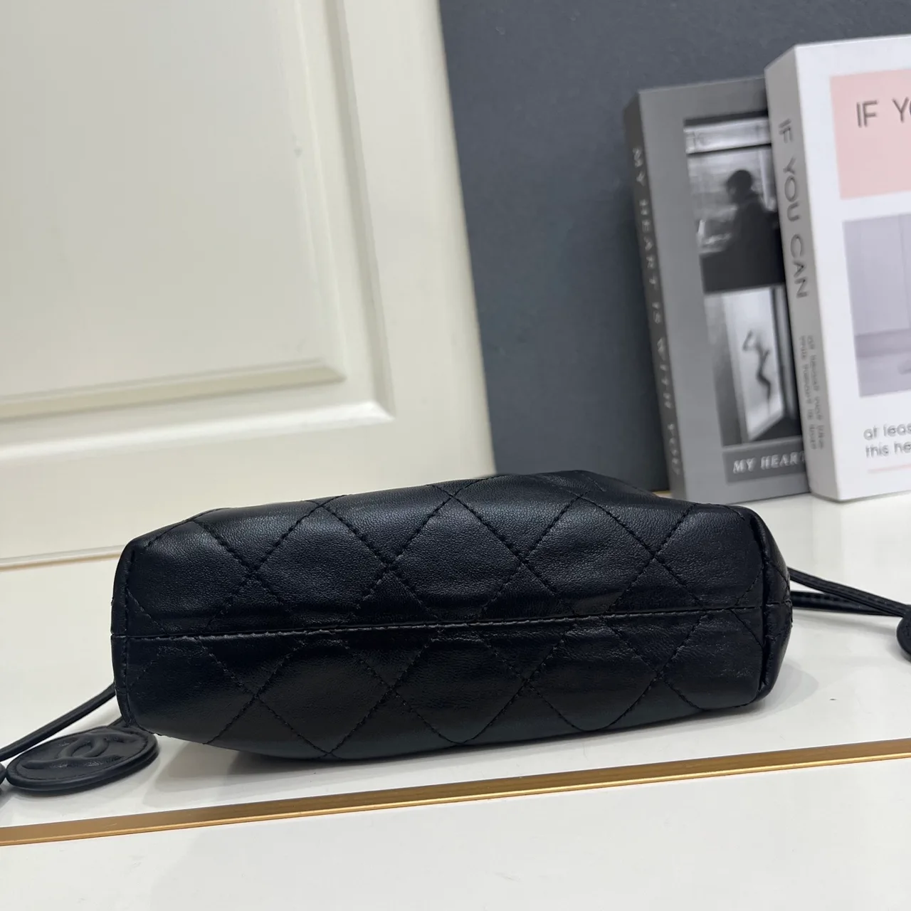 Chanel Quilted Glossy Crossbody Bag in Black · view 6