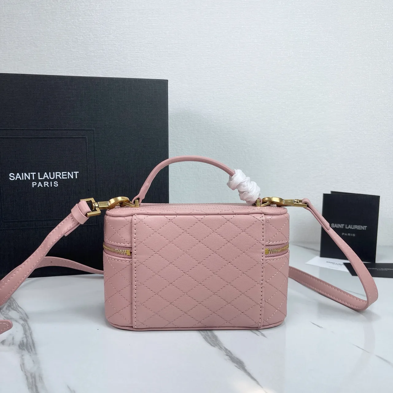 Saint Laurent Quilted Clutch in Pink · view 3