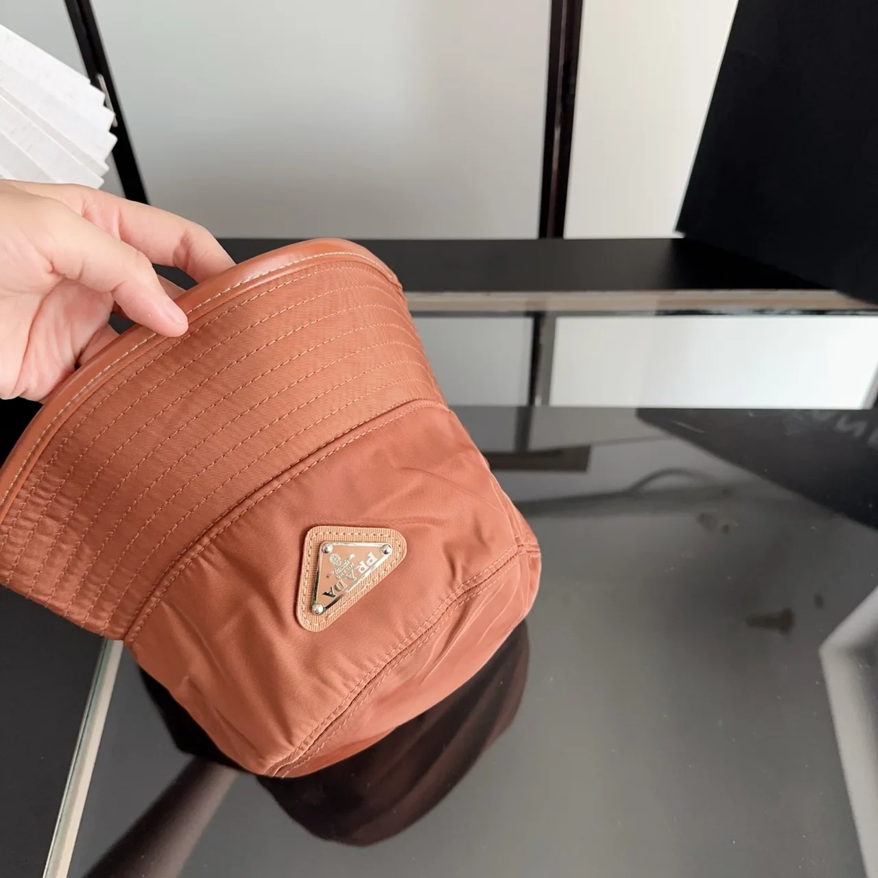 Prada Bucket Hat in Orange · view 7