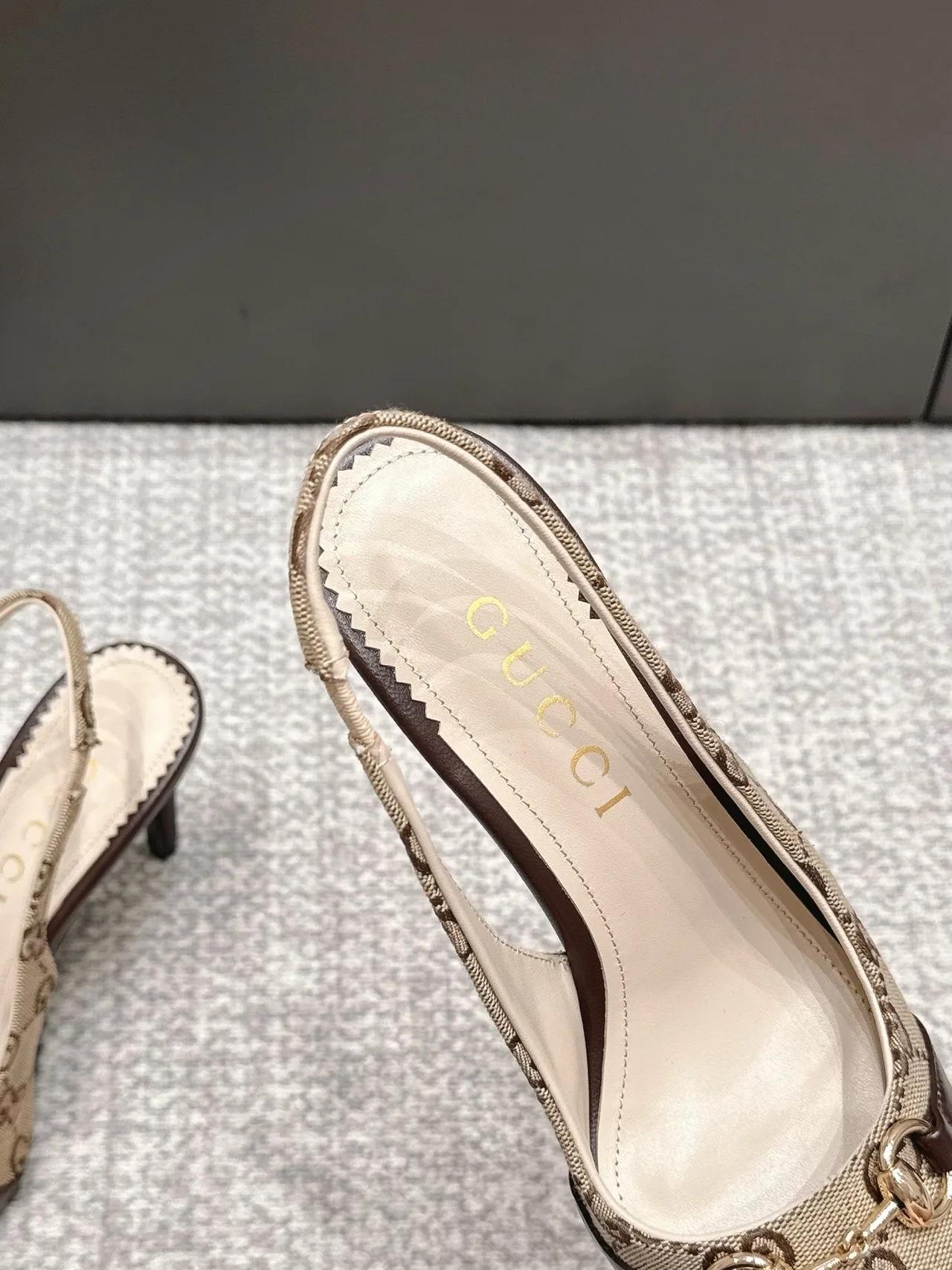 Gucci Monogram Slingback Pumps in Beige · view 6