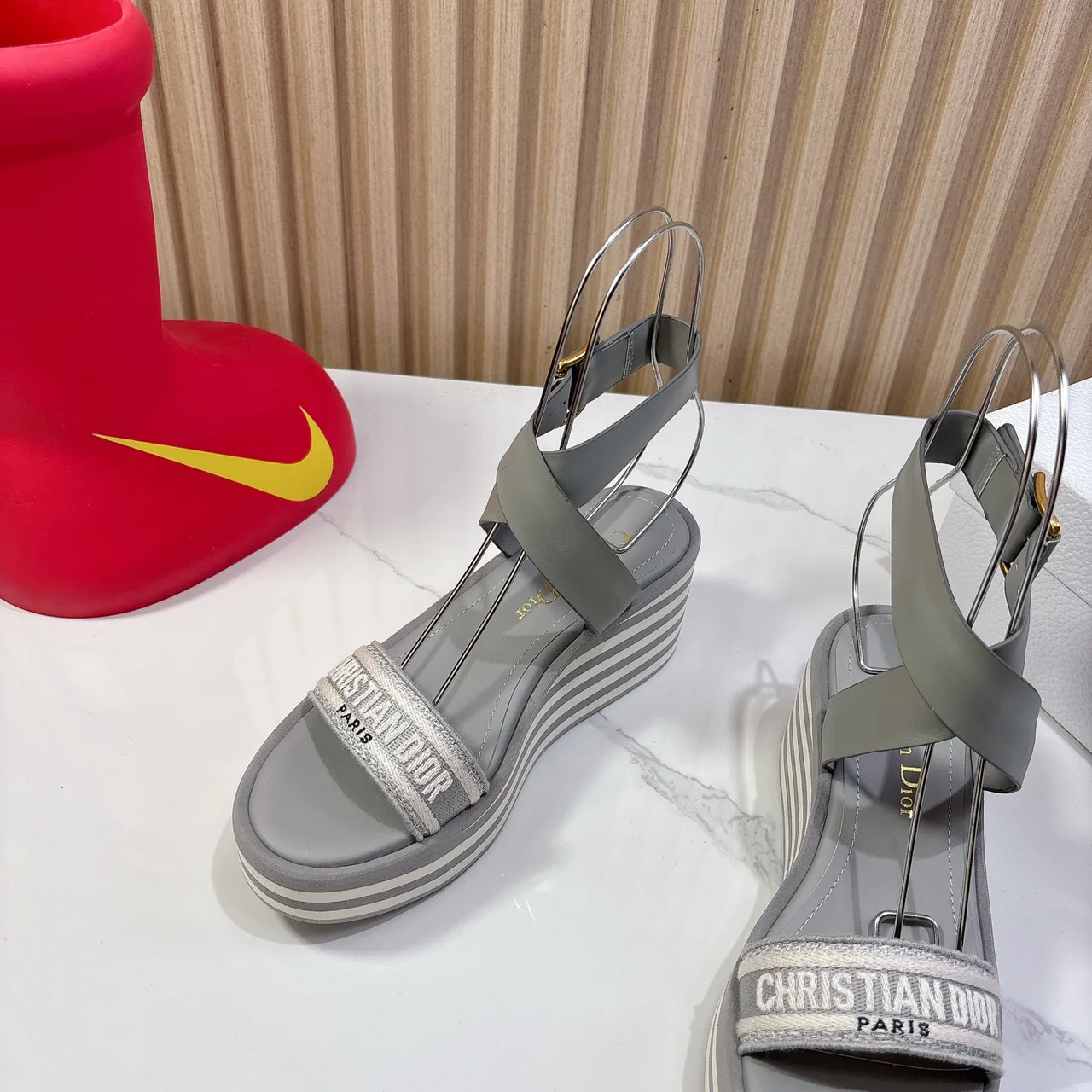 Dior Wedge Sandals in Grey / Black · view 6