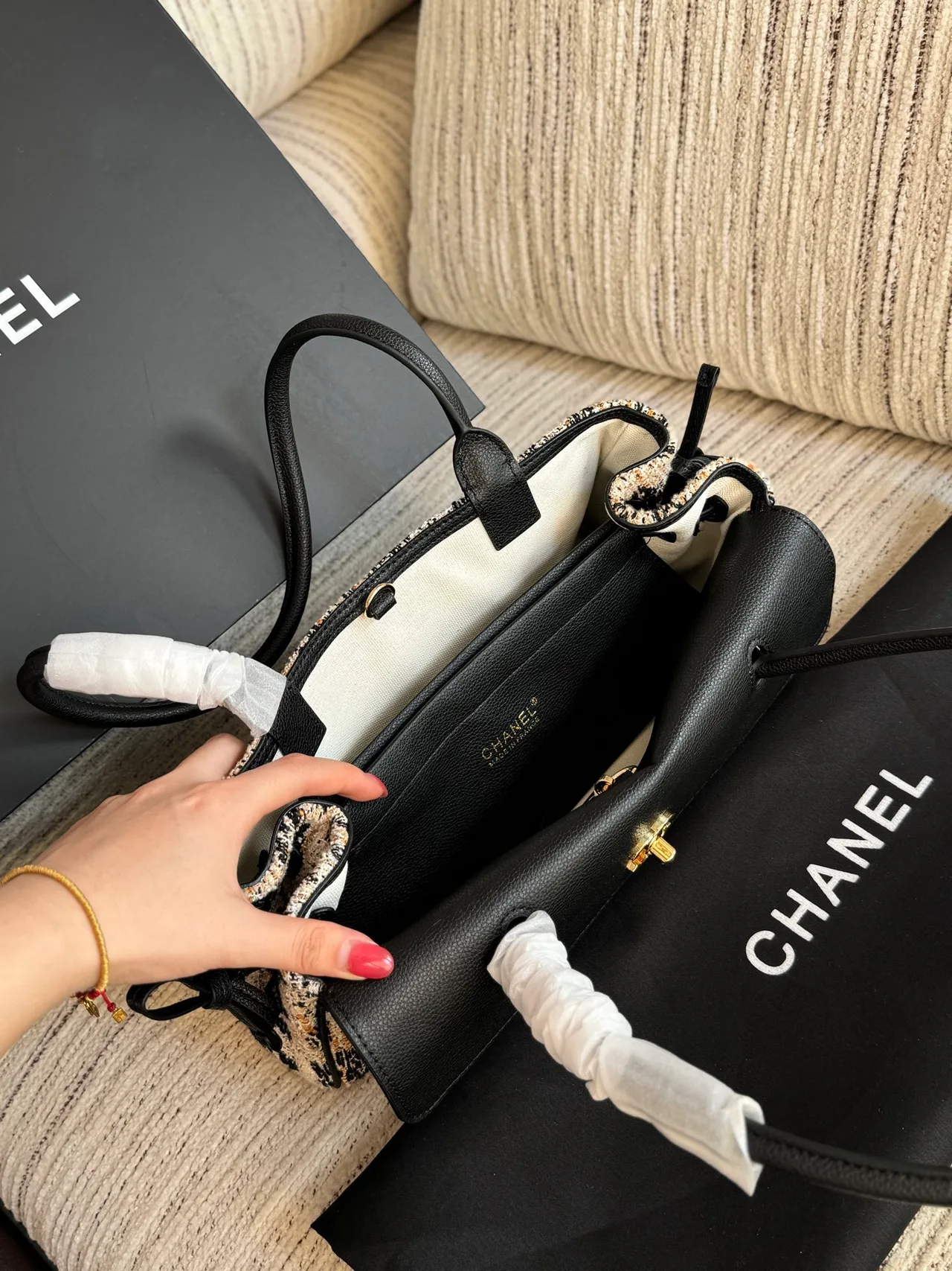 Chanel Baguette Leopard-Pattern Long-Handle Tote in Beige · view 7